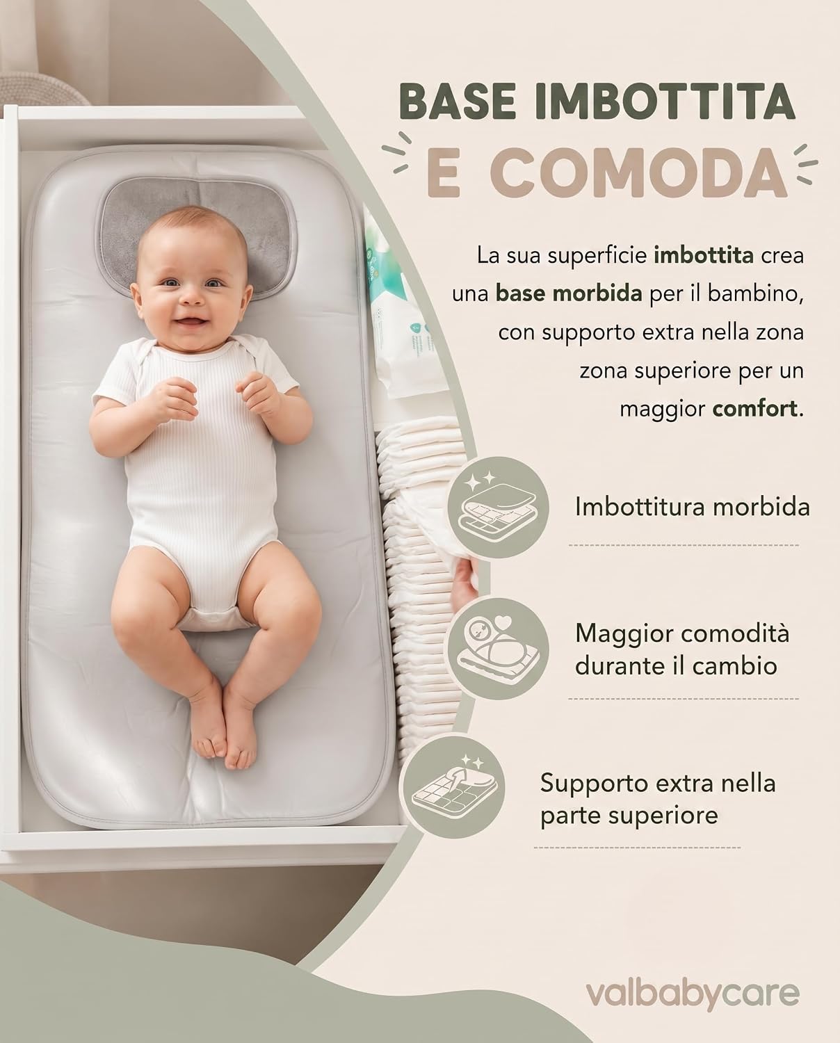 Thumbnail 3 de Fasciatoio Portatile Neonato Impermeabile Pieghevole e Lavabile Valbaby