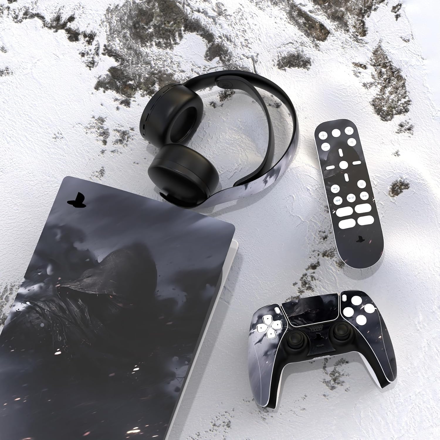 Detalle de playvital Full Set Skin Decal for PS5 Digital Edition (Shadow Assassin) – console, controller & more