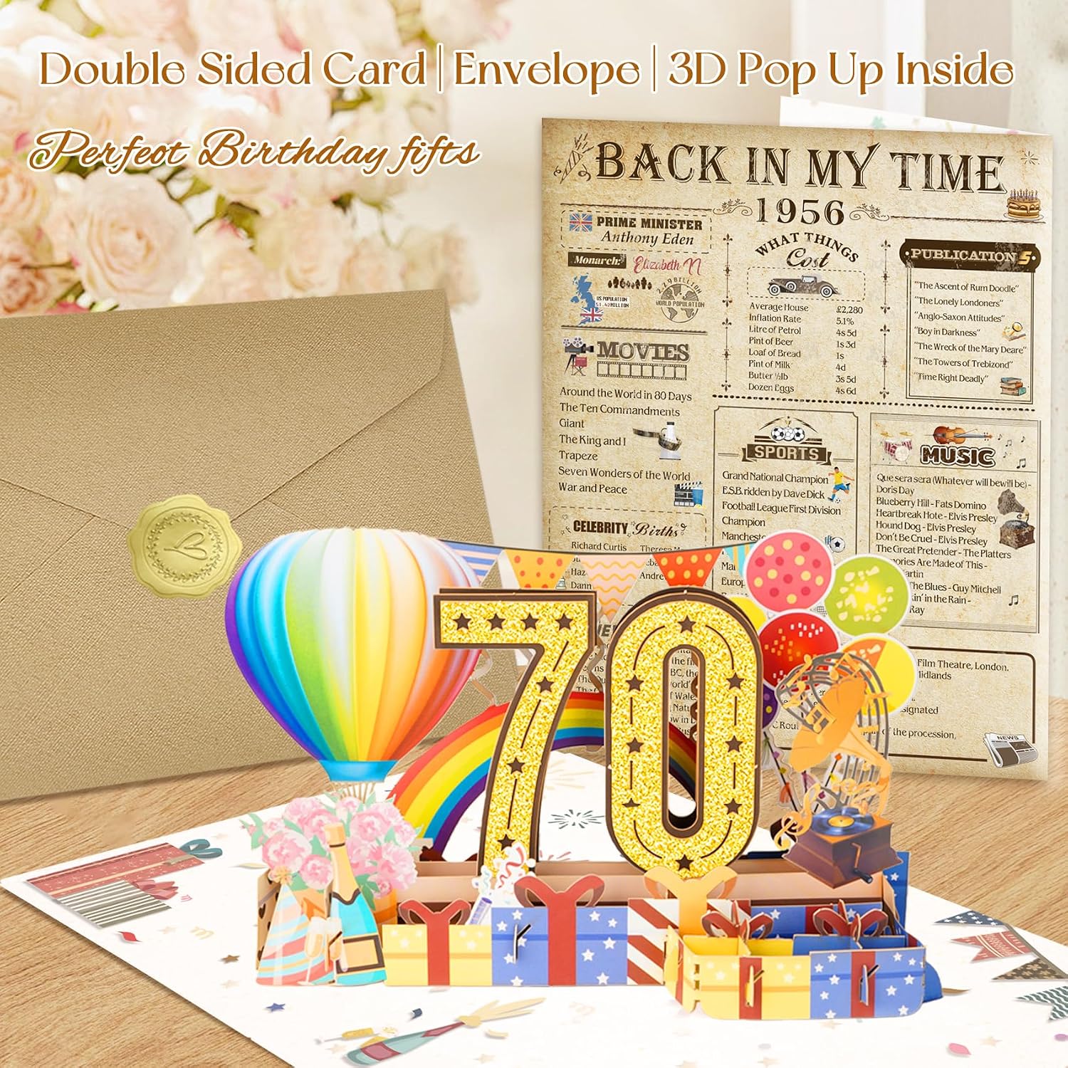 Thumbnail 5 de 70th Birthday pop up card 8x10