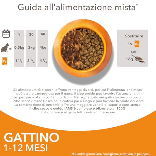 Detalle de IAMS Delights Kitten: Cibo umido pollo in salsa per gattini, 12 x 85 g