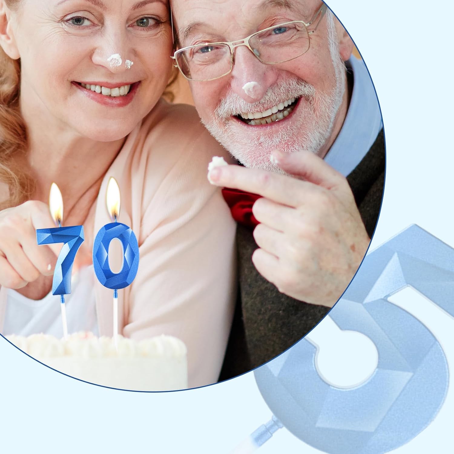 Thumbnail 5 de Sapphire Blue 50th Birthday Candles for Cake – 3D Number 50 Topper (UK)