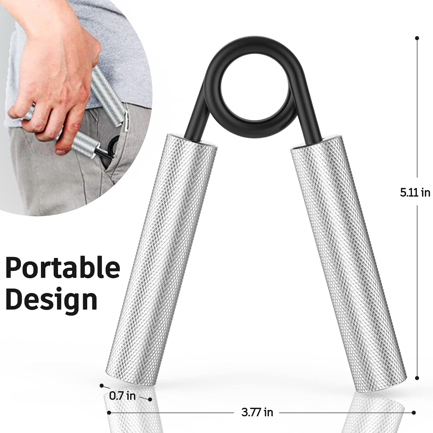 Detalle de ZEAGUS GS Metal Hand Grip Strengthener, 4-Pack, 50–200 lb, Silver