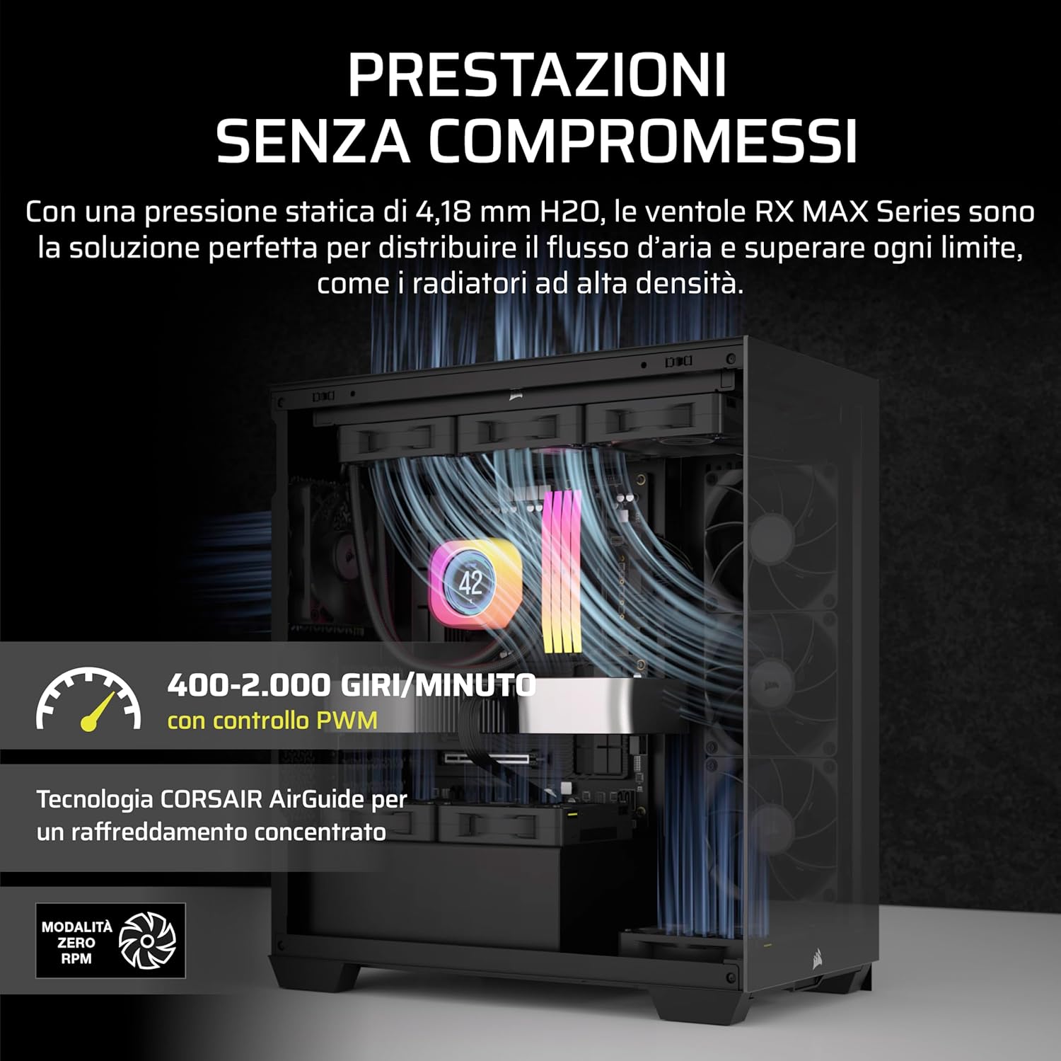Thumbnail 3 de CORSAIR iCUE LINK RX120 MAX 120mm PWM ventola per radiatori e case, alta pressione statica, con Hub iCUE LINK