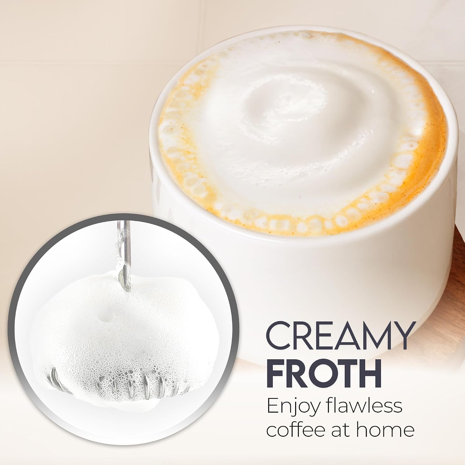 Detalle de Zulay Kitchen Powerful Frother Wand AA Batteries Included — Ultra Fast Handheld Milk Frother (Frothmate 2.0)