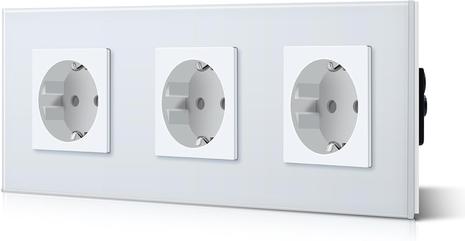 Detalle de BSEED Schuko Triptyc Wandsteckdose 3-fach 16A