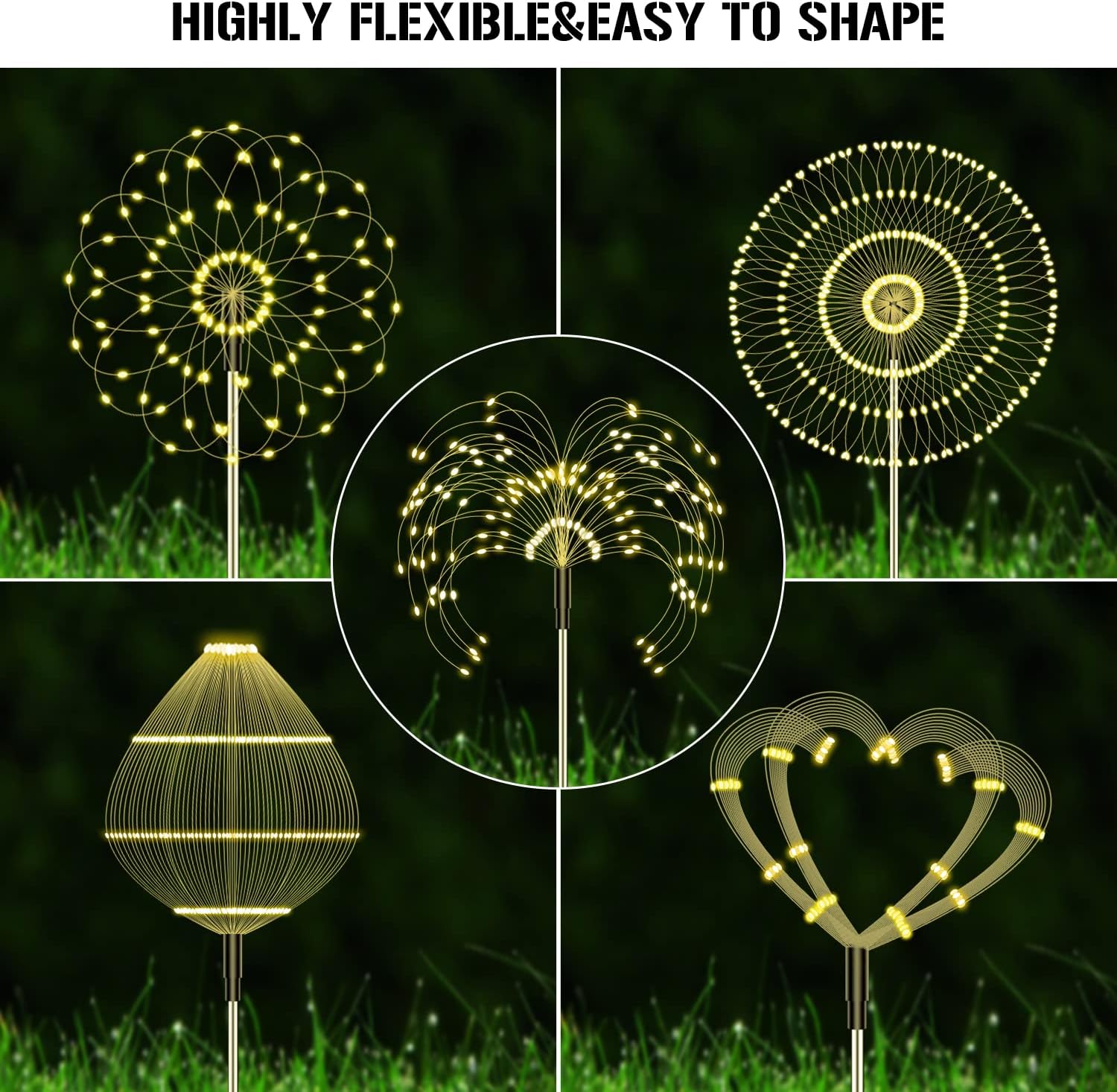 Detalle de A.bigwhale TC-SYHD-2 – solarne lampy ogrodowe, 2 × 120 LED, ciepła biel