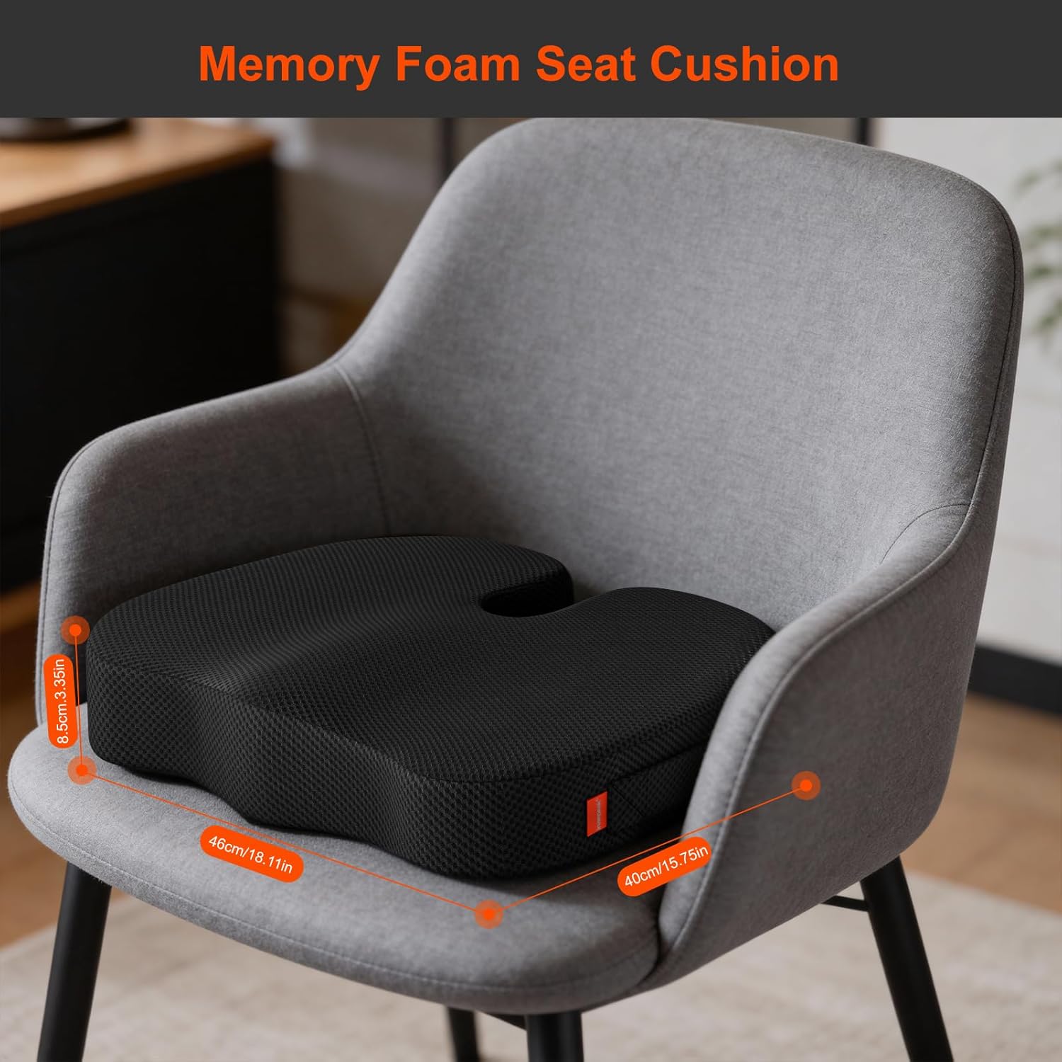 Detalle 2 de inaepeak Memory Foam Seat Cushion (Extra Thick & Wide) with Washable Mesh Cover