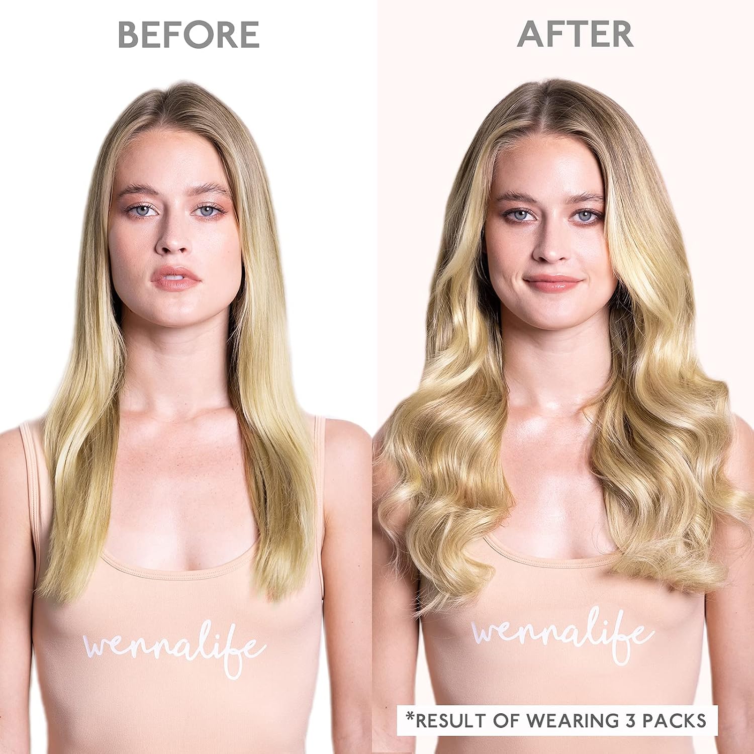 Detalle de Wennalife Extension Capelli Veri Biadesivo 20 pezzi 40 cm Biondo Chiaro