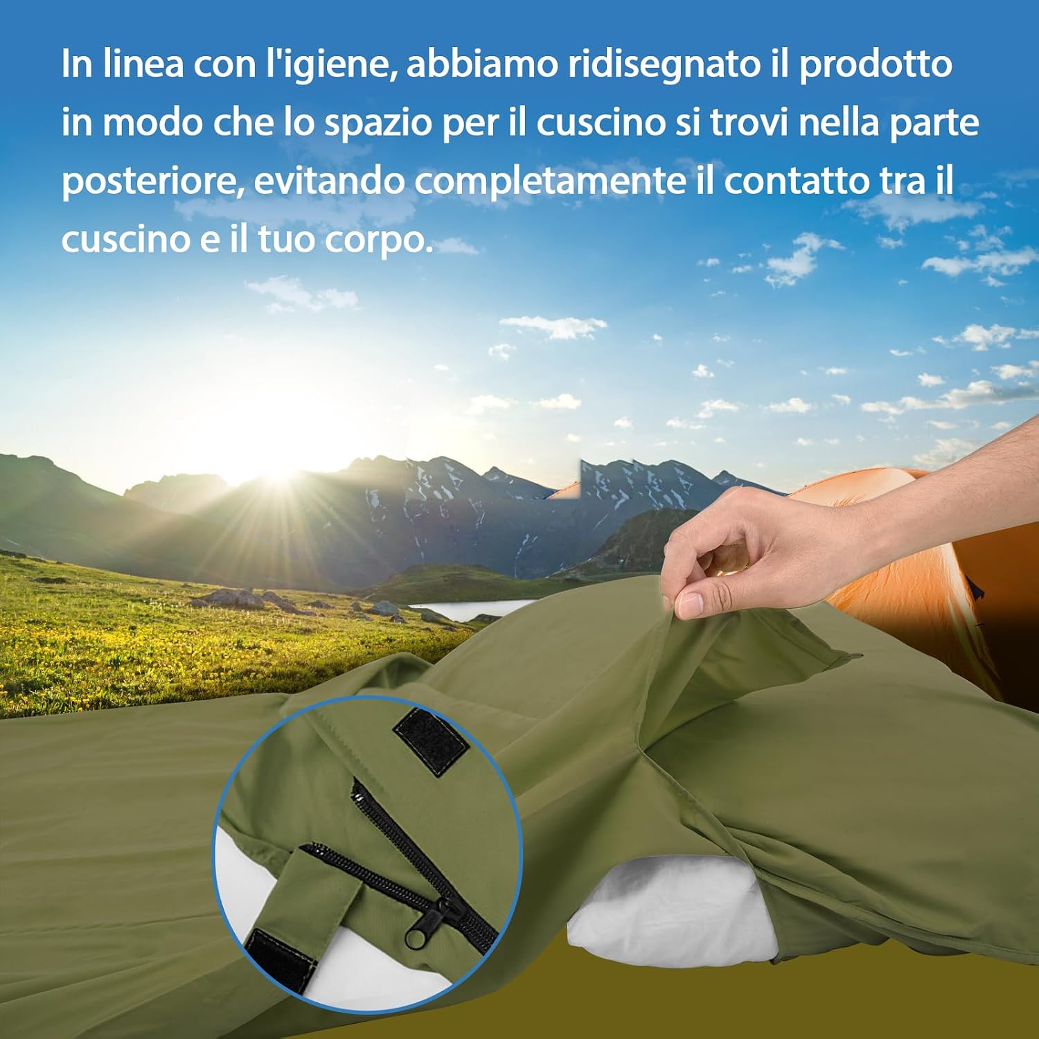 Detalle de JAICOM sacco lenzuolo 220x90 per viaggi