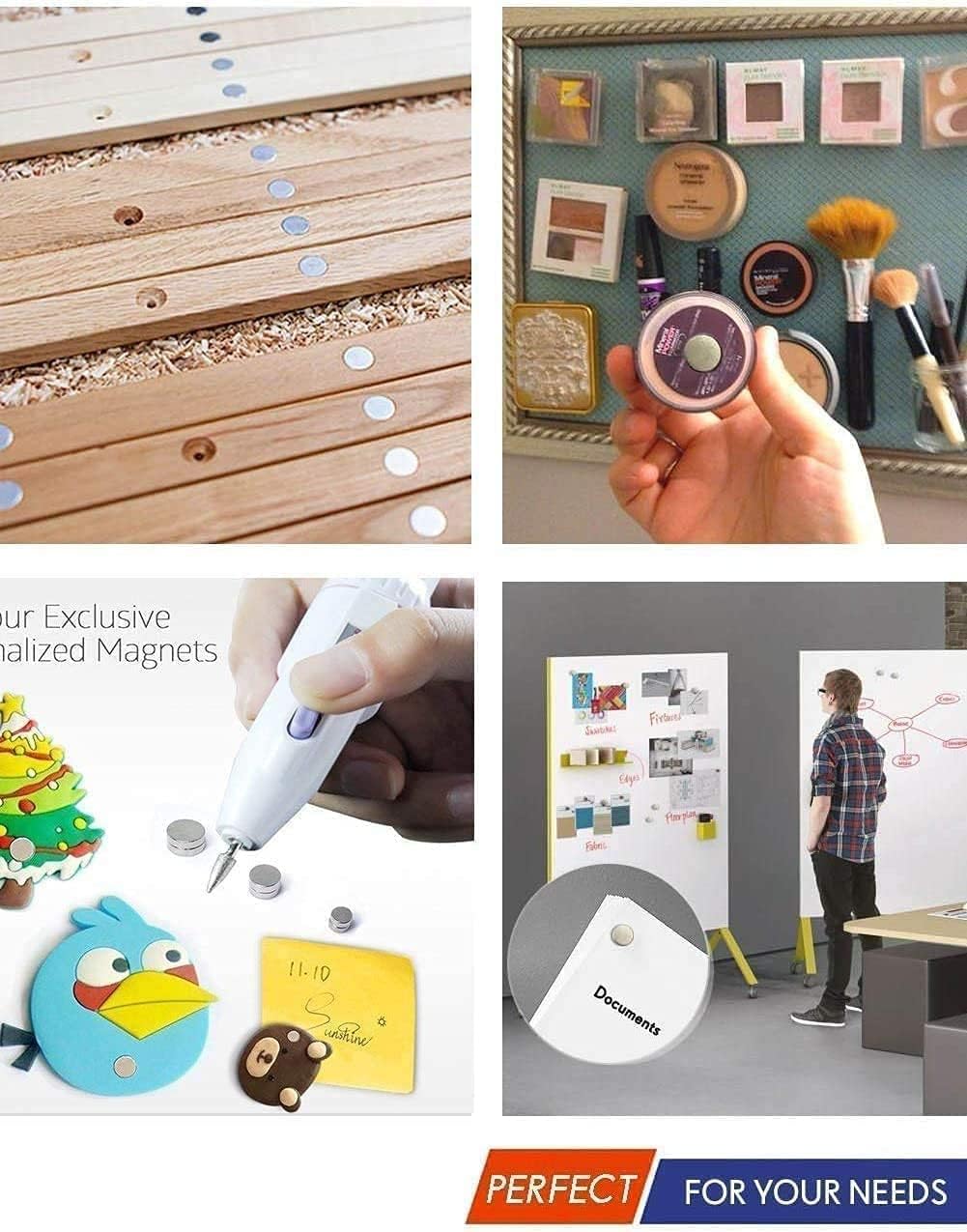 Thumbnail 4 de 50 Pack Magnets: Durable 10 mm x 2 mm Fridge & Whiteboard Magnets with Storage Case