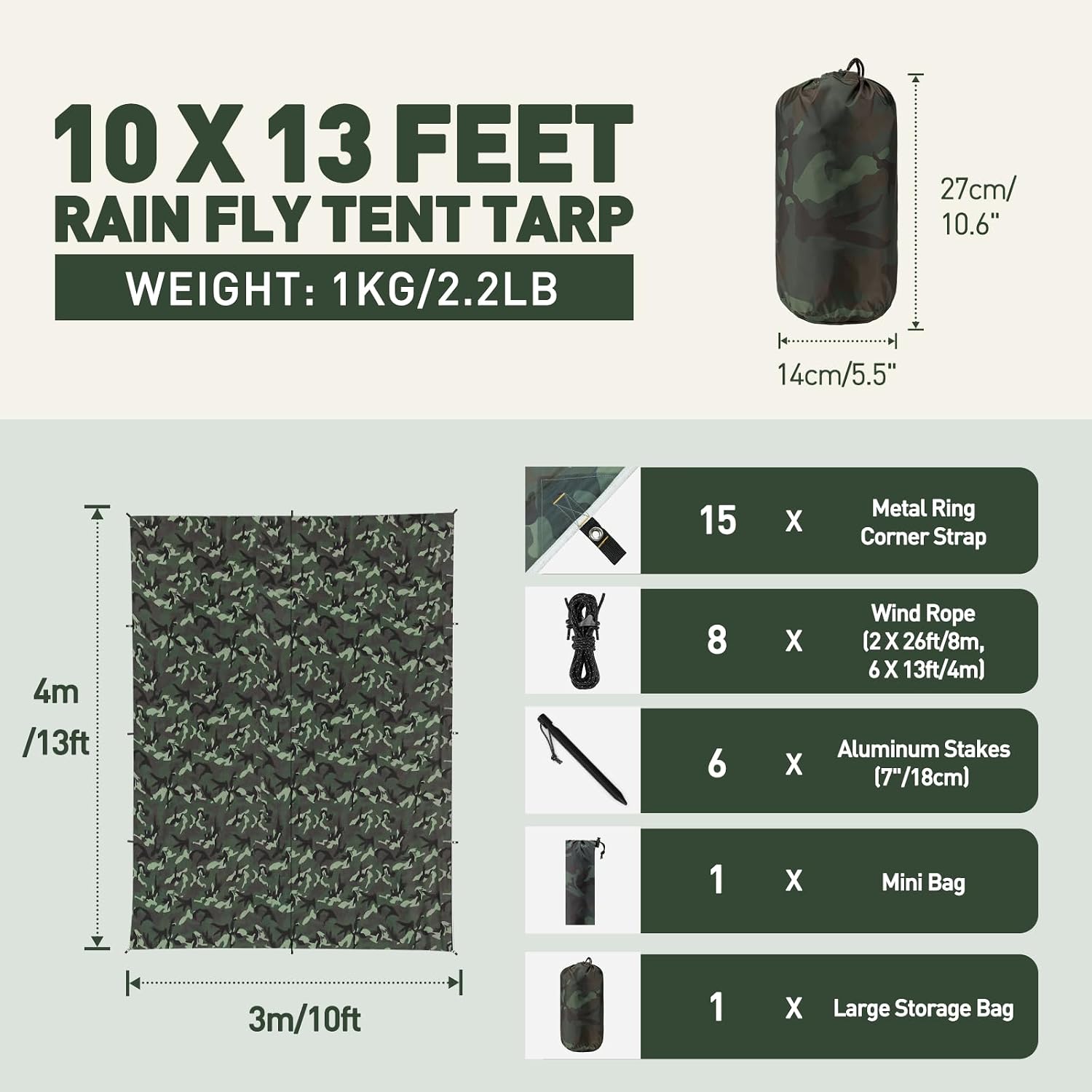 Thumbnail 6 de VOSOIR Tarp 3x4M Wasserdicht – Ultraleicht, kompakt, vielseitig einsetzbar