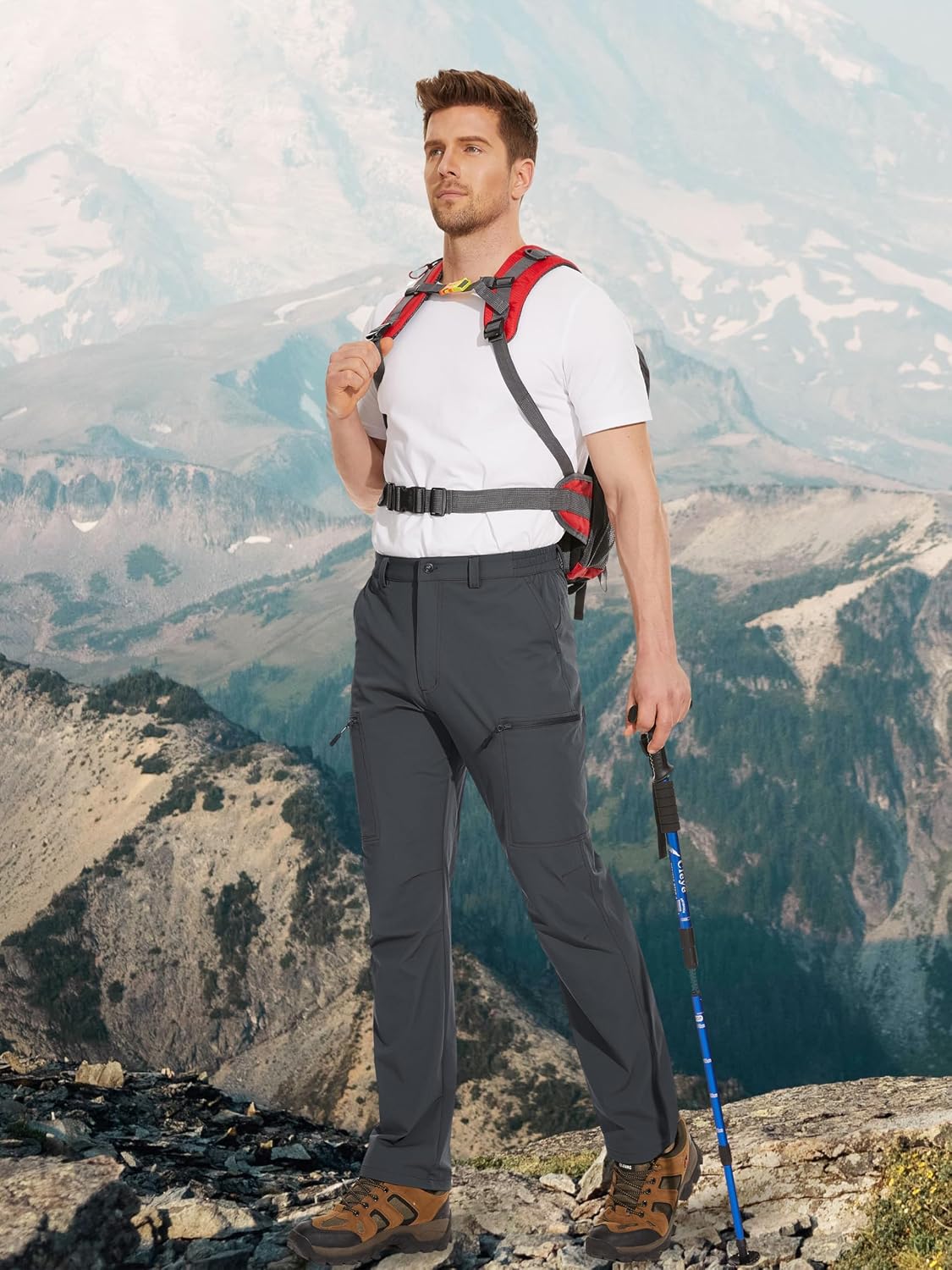 Detalle de MAGCOMSEN Men's Hiking Pants, 6-Pocket Water-Resistant Ripstop