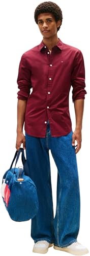 Detalle 2 de Tommy Jeans Original Stretch Shirt: camicia uomo rossa slim fit