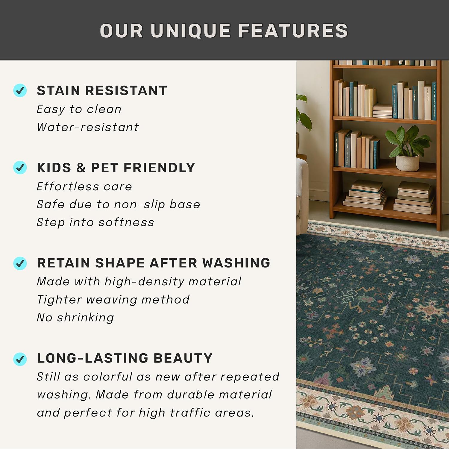 Thumbnail 6 de Hazo Haus Oushak Floral Rug 8x10 in Dark Green 🧹