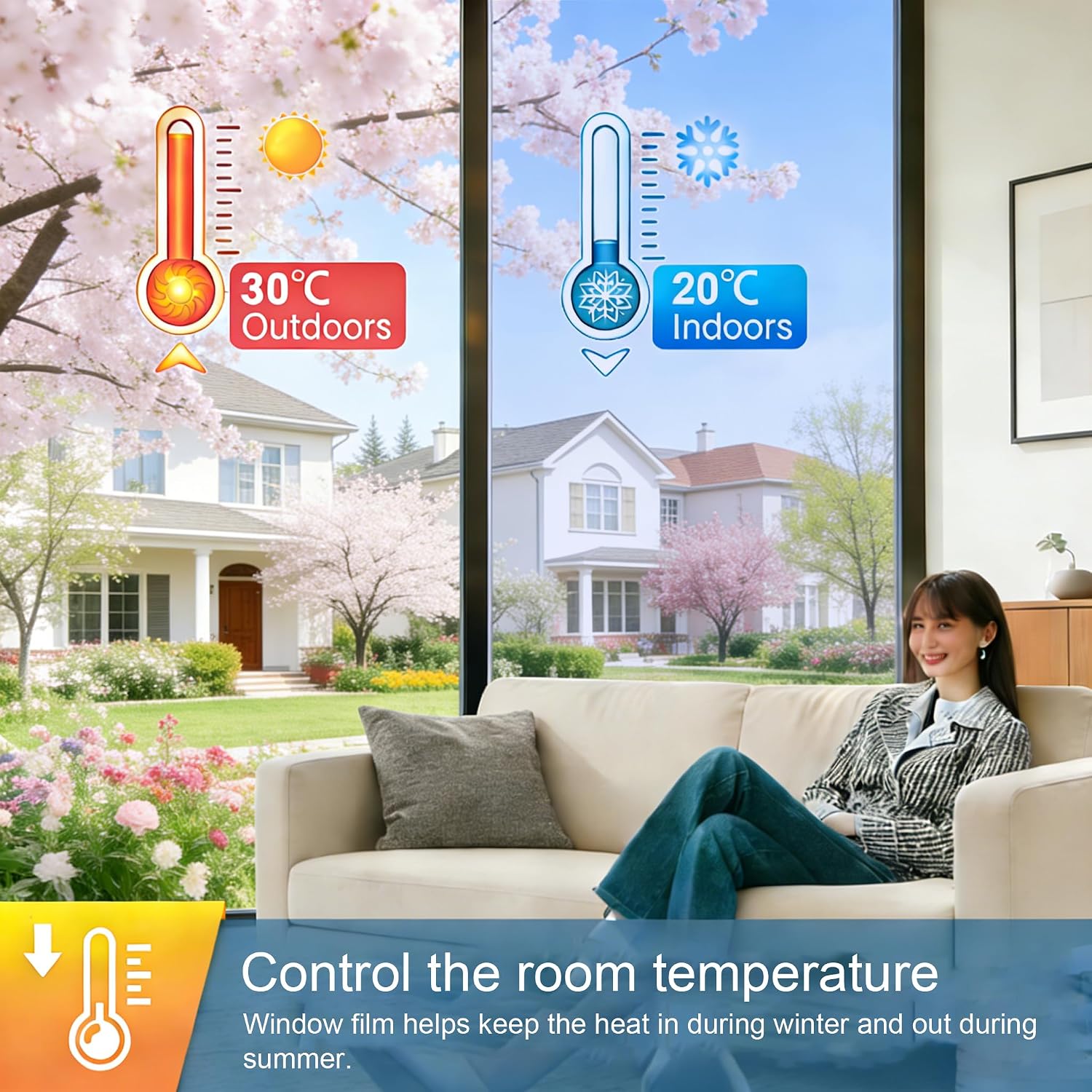 Detalle 2 de Folizent 75x300cm Silver one-way reflective privacy window film