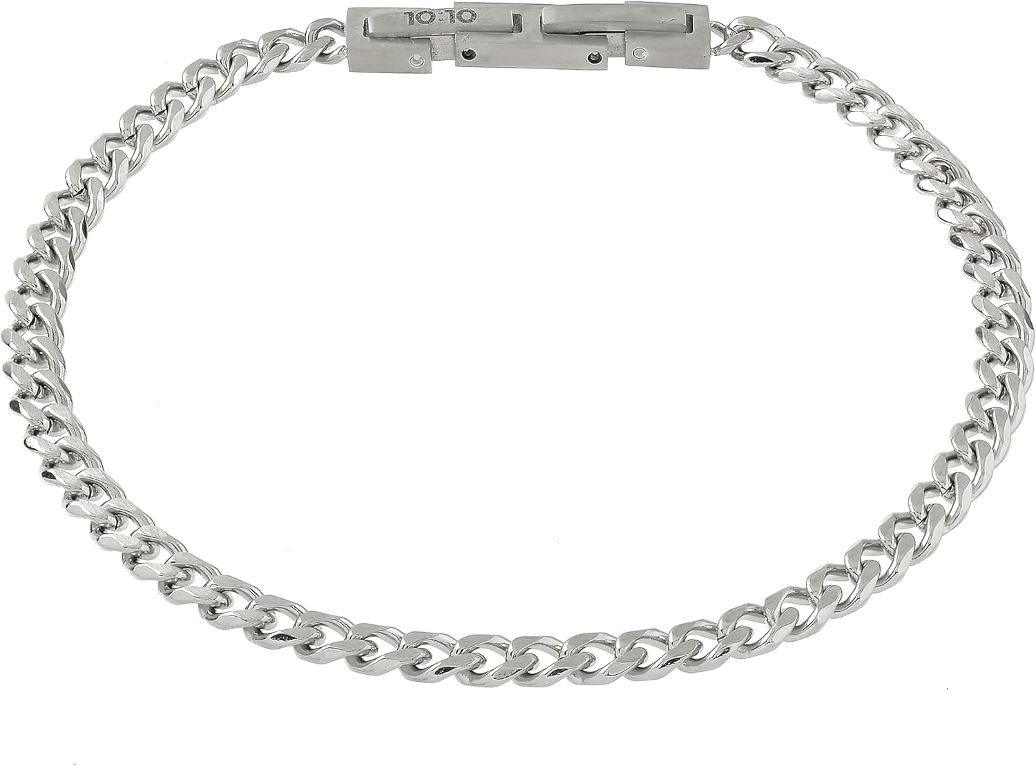 Detalle de 10:10 Bracciale Uomo Catena Cubana Grumetta in Acciaio Inox con Finitura PVD