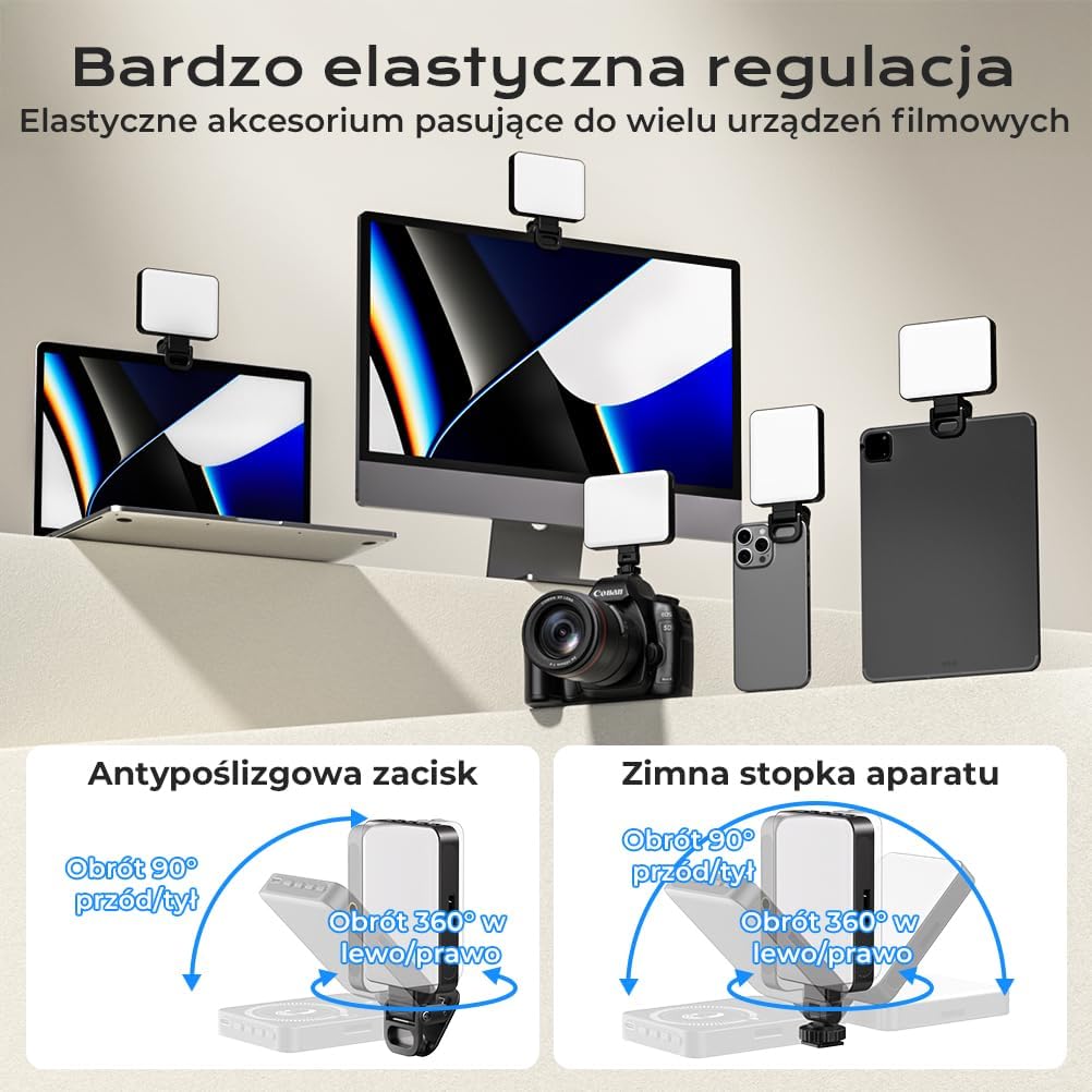 Detalle de OUSFOT XJ-77 lampka do telefonu 128 LED, RGB i regulacja 3000–6500 K