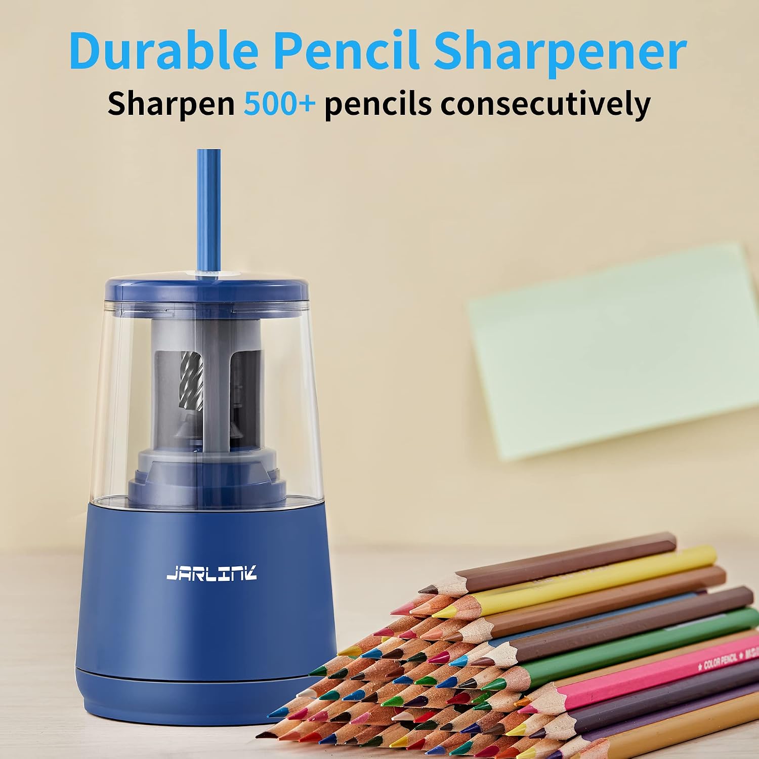 Detalle 2 de JARLINK OP044B Electric Pencil Sharpener, Helical Blade, Auto Stop, Dual Power