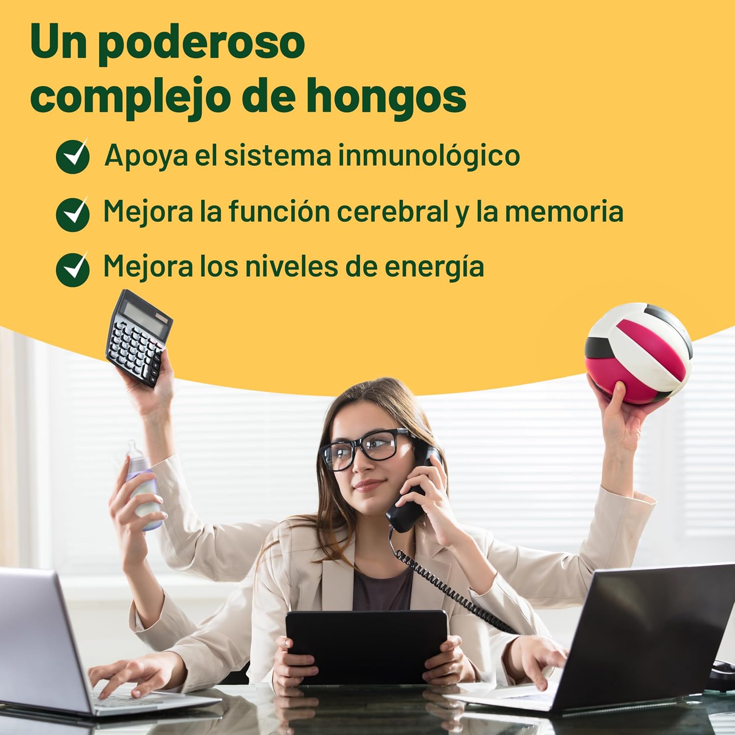 Detalle de Suplemento 6 Hongos 500mg 120 cápsulas