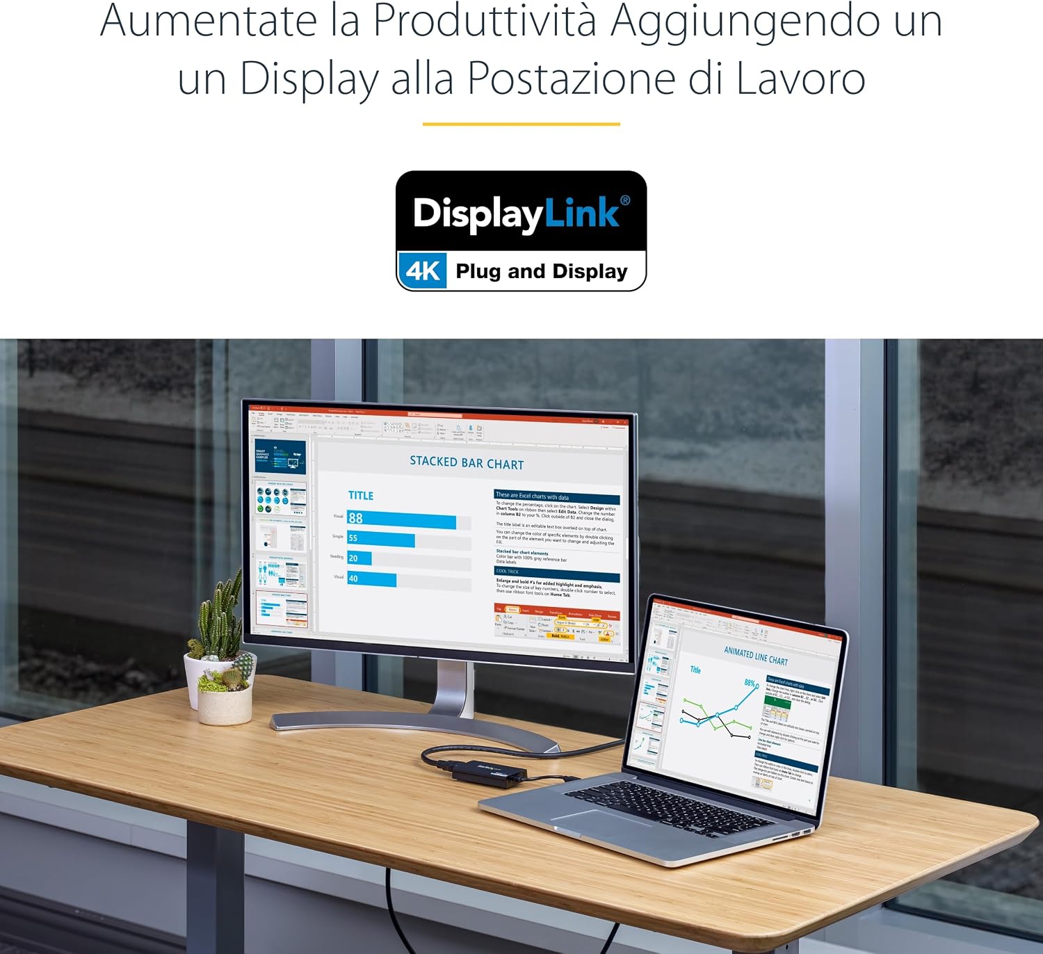 Detalle de StarTech Convertitore USB-A a HDMI 1080p con DisplayLink per Mac e Windows