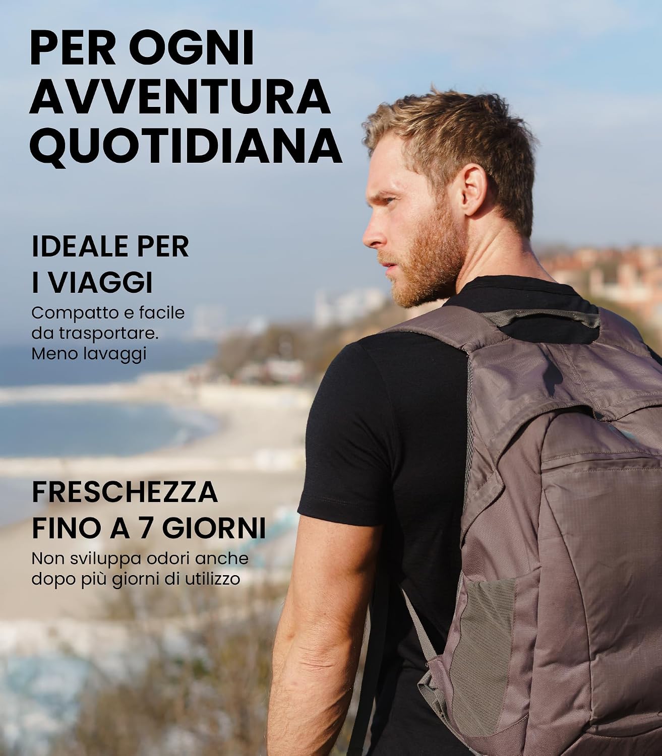 Detalle de Merino.tech Maglietta Lana Uomo – 100% Lana Merino Biologica, intimo leggero e traspirante