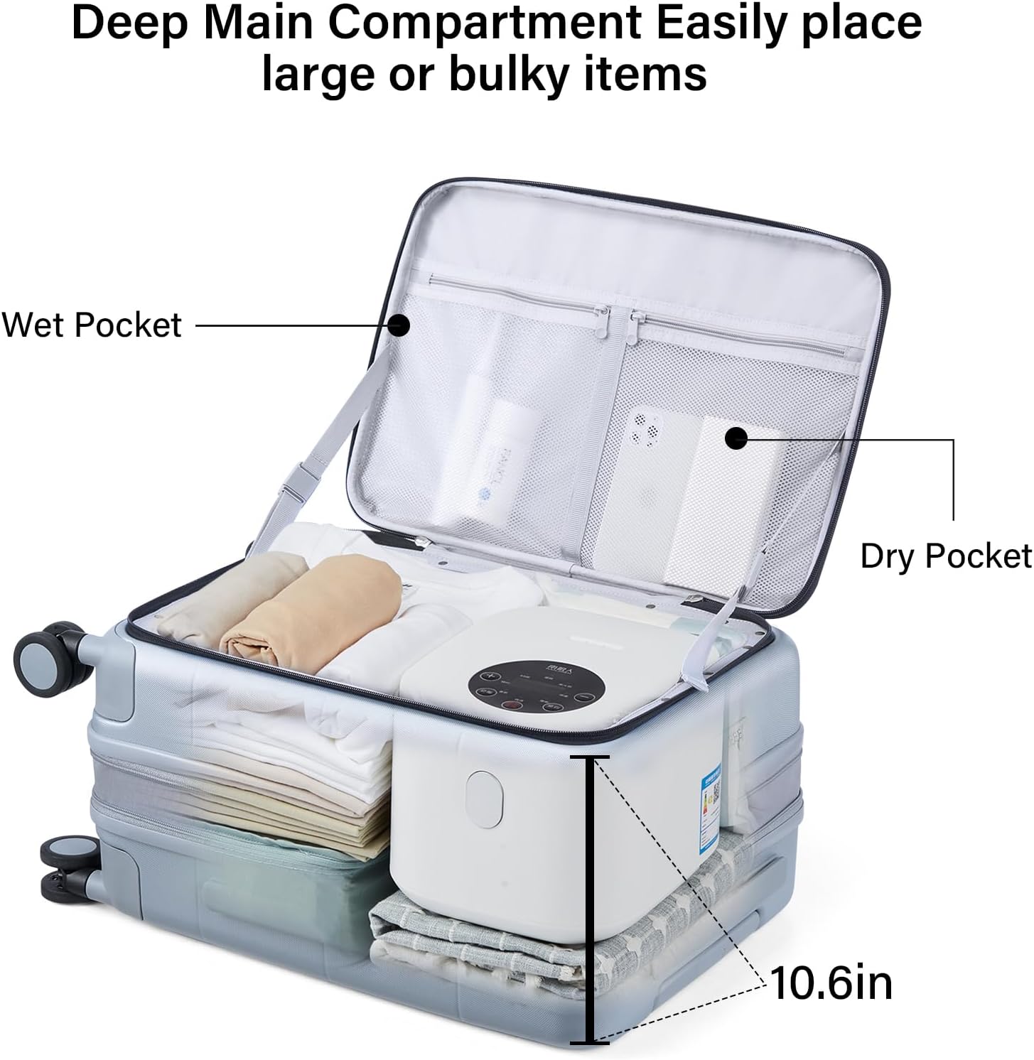Thumbnail 5 de Hanke Top Open Expandable 20 Inch Cabin Suitcase: Lightweight Polycarbonate Carry-On with Top-Opening Design