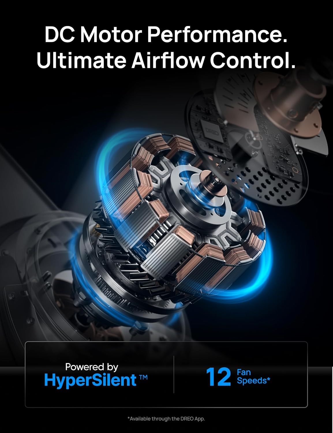 Detalle de DREO 52-Inch Ceiling Fan with Lights (6 Speeds, Dimmable LED, Remote, 8H Timer)