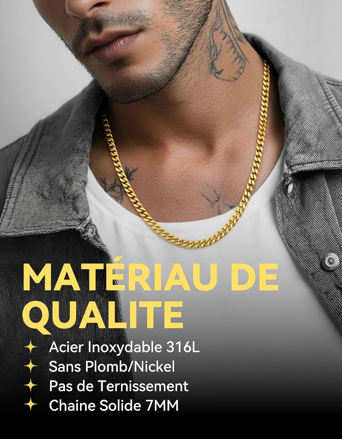 Detalle 2 de ChainsHouse Collier Chaine Homme 4 mm