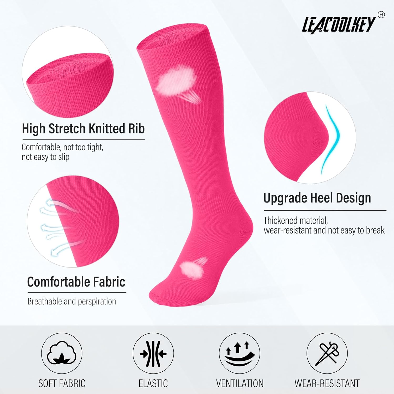 Thumbnail 4 de LEACOOLKEY Baseball Belt and Socks Combo Set (Adjustable Softball Socks + Elastic Belt)