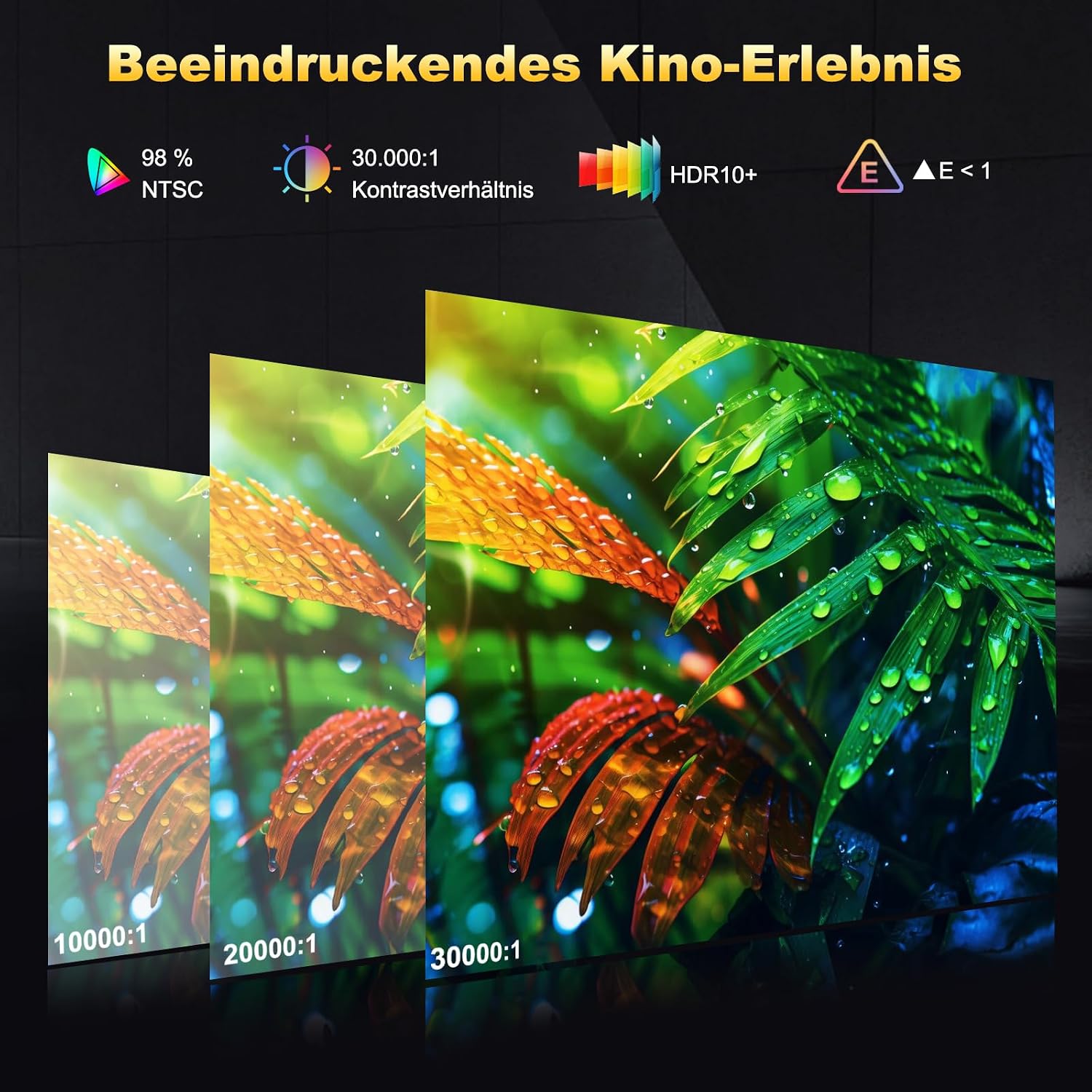 Detalle 2 de DESS C5 Pro Beamer 4K mit Tageslicht-Modus, 1.500 ANSI-Lumen, Autofokus und WiFi 6 + Bluetooth