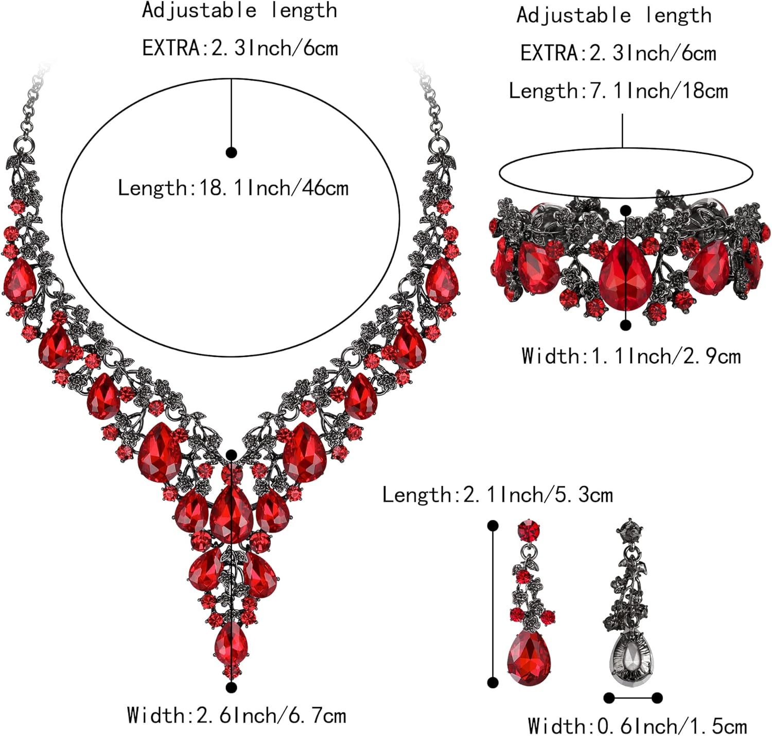 Thumbnail 3 de Parure bijoux mariage Clearine en cristal autrichien (collier, boucles d’oreilles et bracelet)
