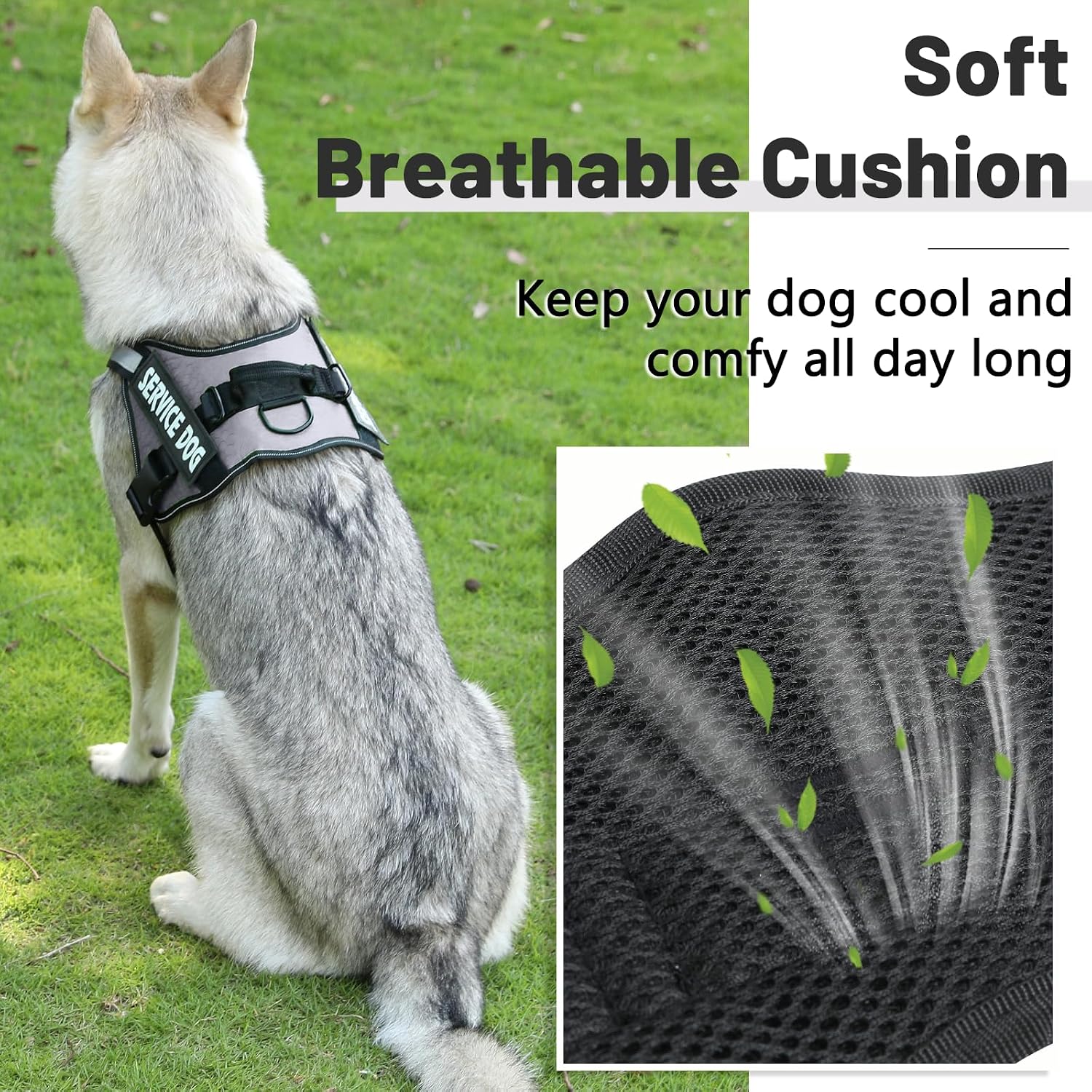 Thumbnail 3 de Belababy Soft No Pull Dog Harness XS (X Small) – adjustable service dog vest with safety buckle, reflective & breathable outdoor training harness (Gray)