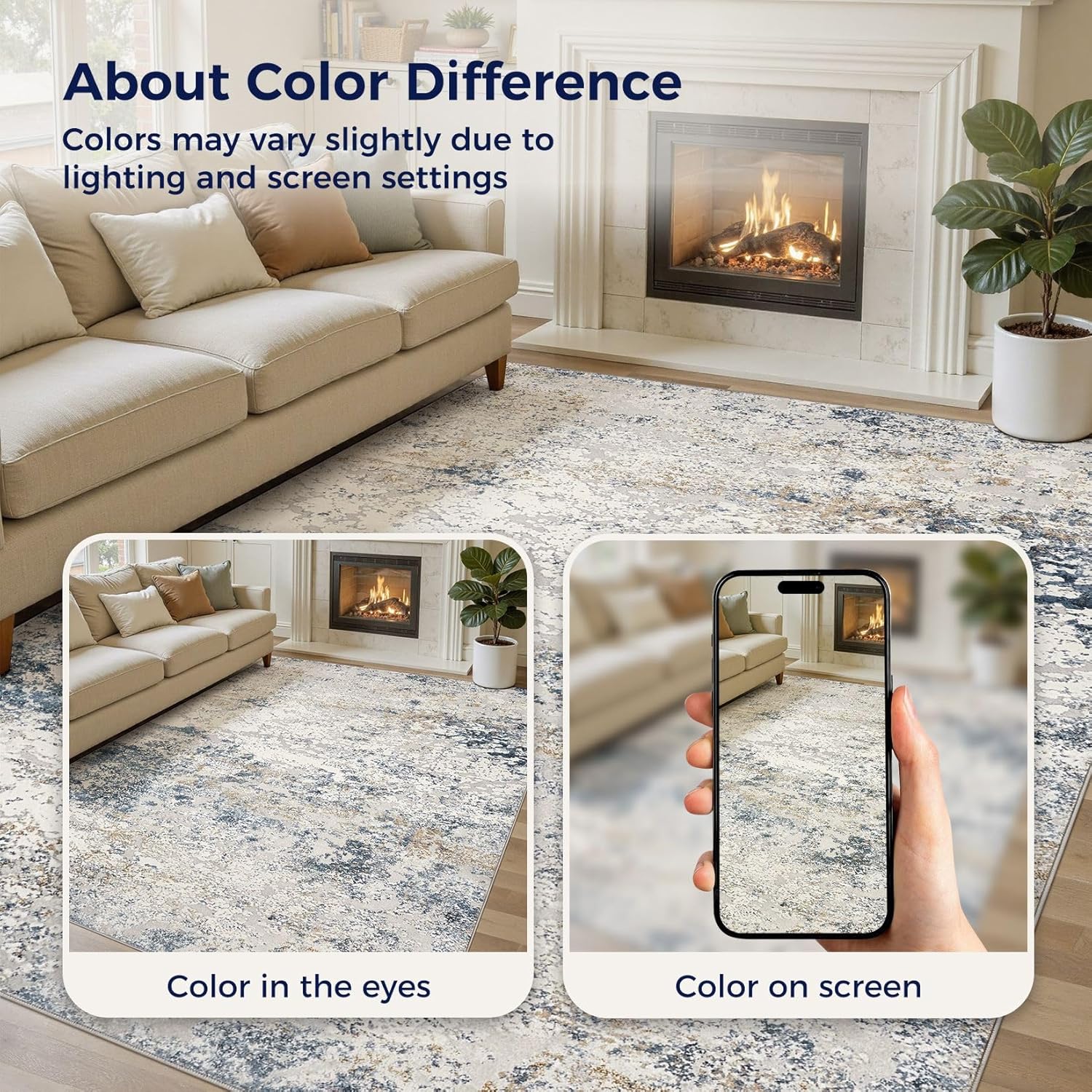 Thumbnail 6 de DMOYEST 300x400cm Washable Rug for Living Room – Neutral Abstract, Non-Slip, Low-Pile Carpet