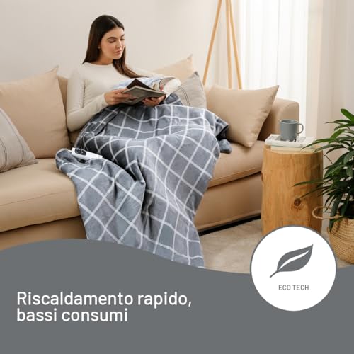 Detalle 2 de Imetec CaldoPlaid Velvet Square, coperta riscaldante 150x95 cm con 6 temperature e timer