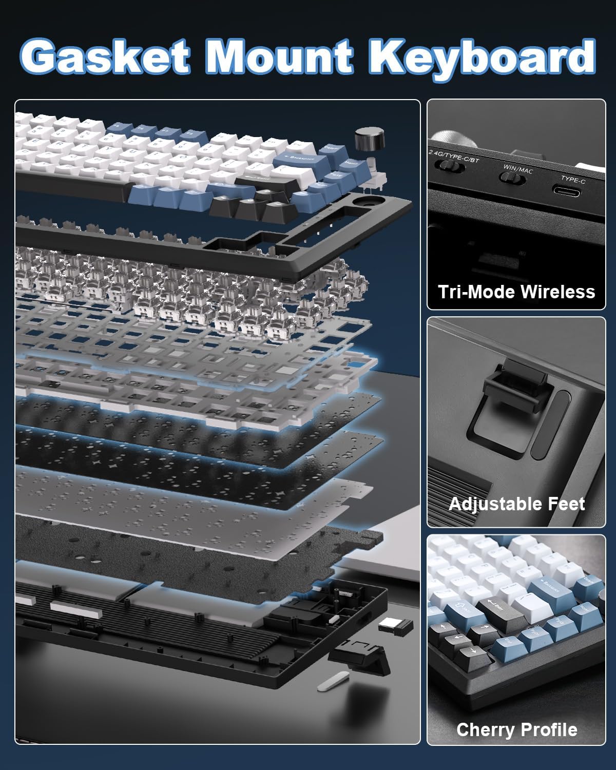 Thumbnail 4 de MIKIBY Y75 75% Gasket Wireless Mechanical Keyboard ⌨