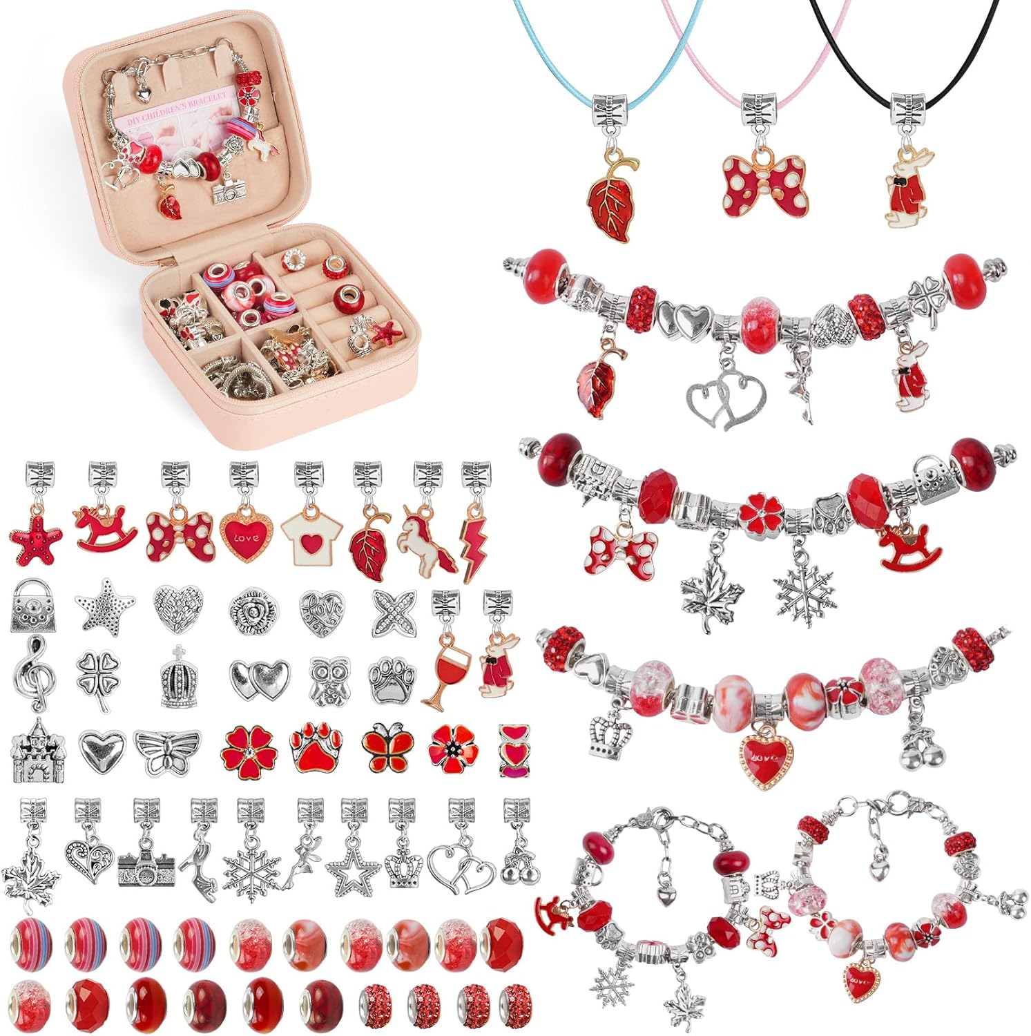 AUAUY kit braccialetti 66 pezzi rosso