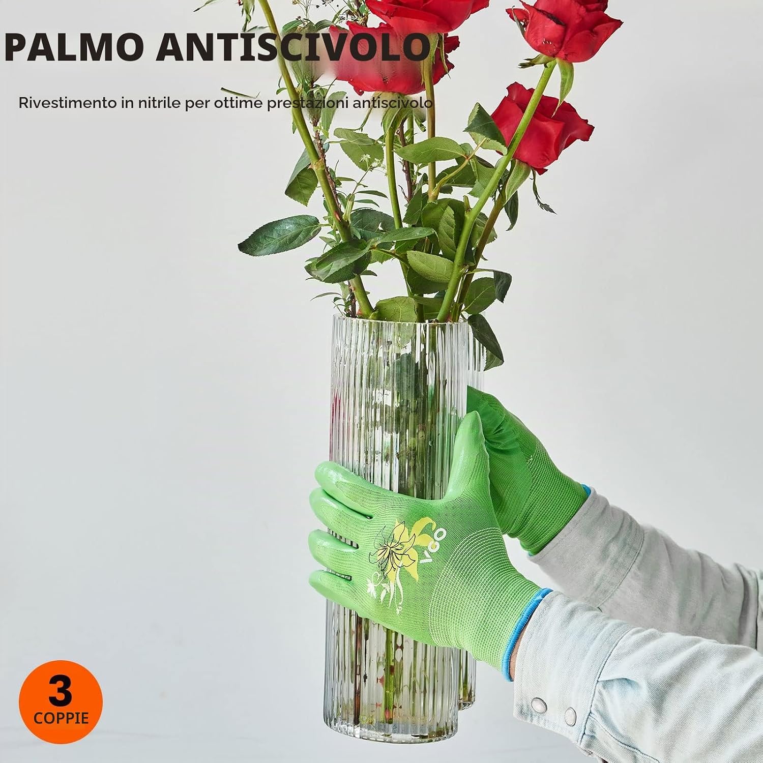 Thumbnail 3 de Vgo... 3 paia Guanti da Lavoro Donna in Nitrile NT2110, rivestimento in PU antiscivolo – 3 colori