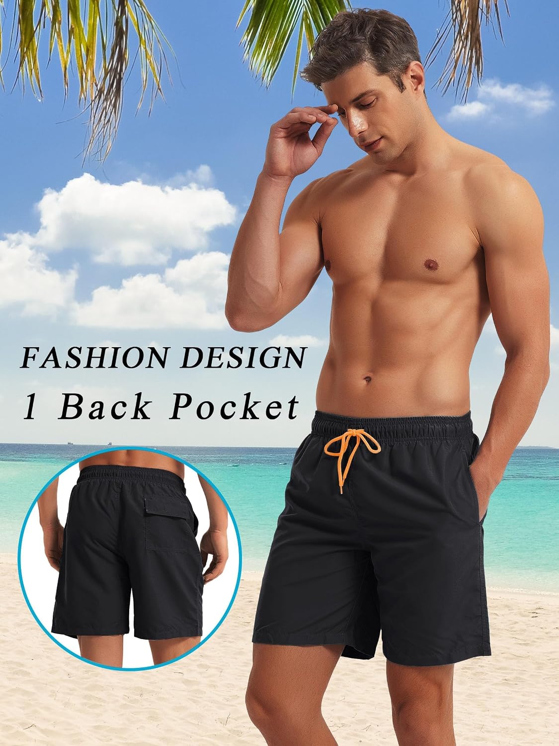 Detalle de TACVASEN swim shorts with quick dry, mesh lining