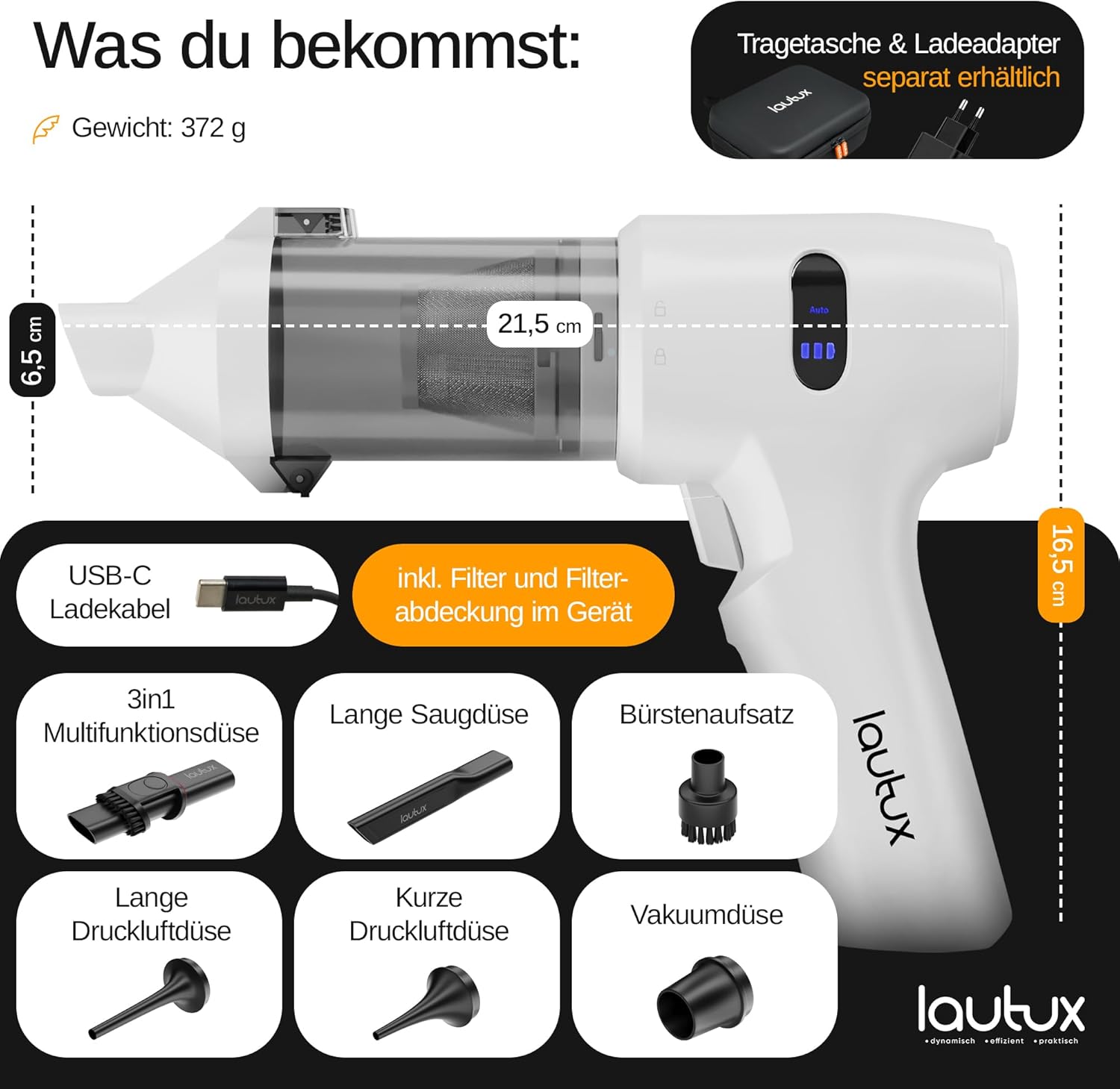 Thumbnail 6 de lautux Turbotastic Pro 2 Handstaubsauger 60 Min 🧹