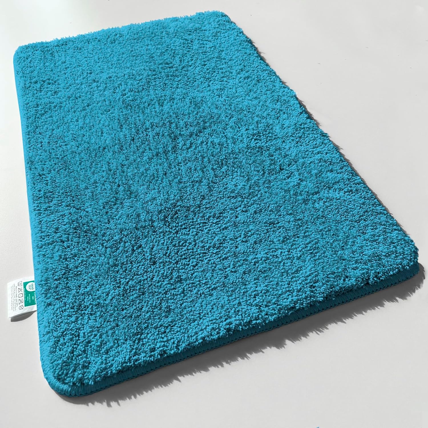 Detalle de casa pura Badematte „Sky Soft“ türkis – weiche, rutschfeste Shaggy-Badvorleger, waschbar