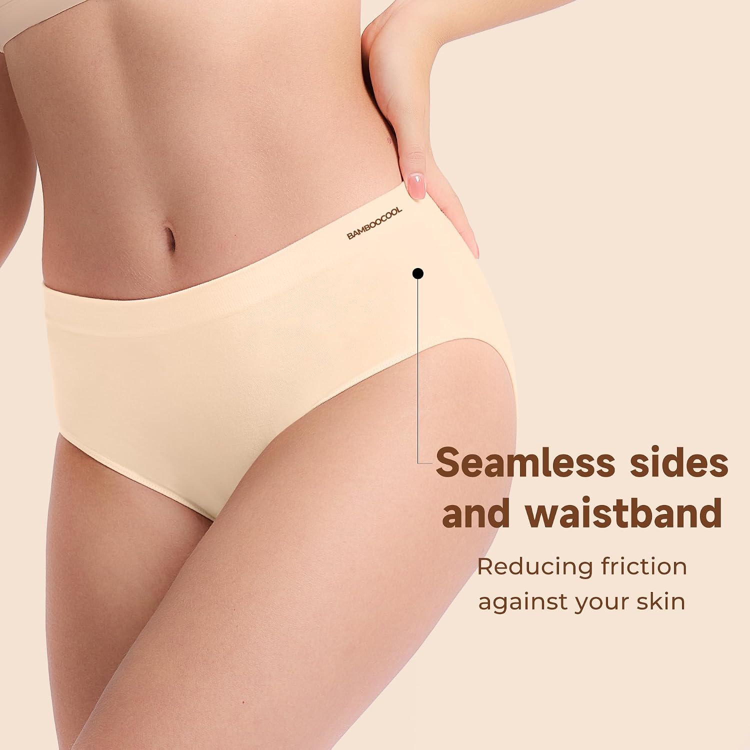 Detalle de Women's Bamboo Seamless Bikini Panties Moisture-Wicking 6-Pack