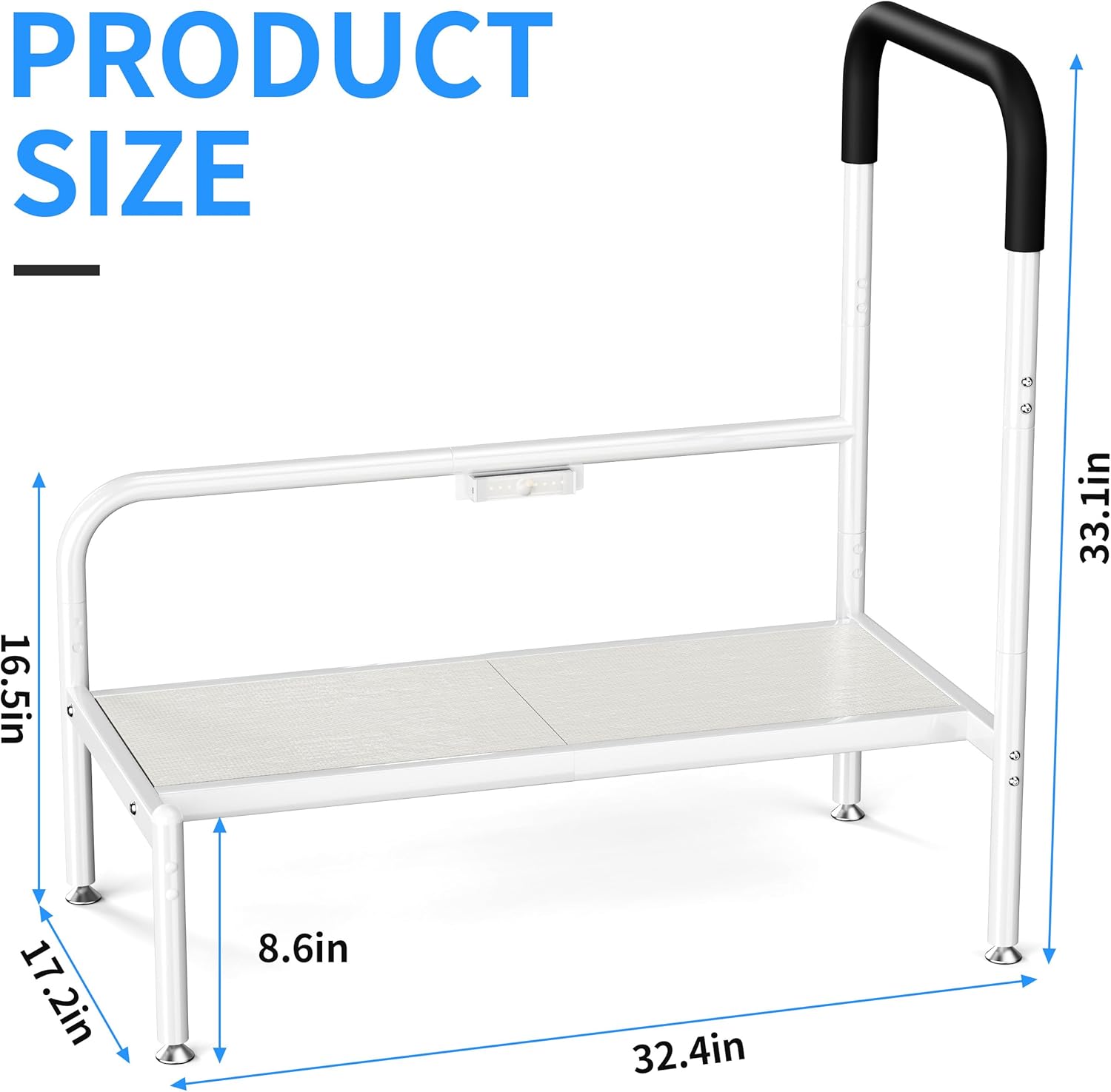 Detalle 2 de Josmimic Bed Step Stool for Adults — Safe, Secure Bedside Steps with LED Light