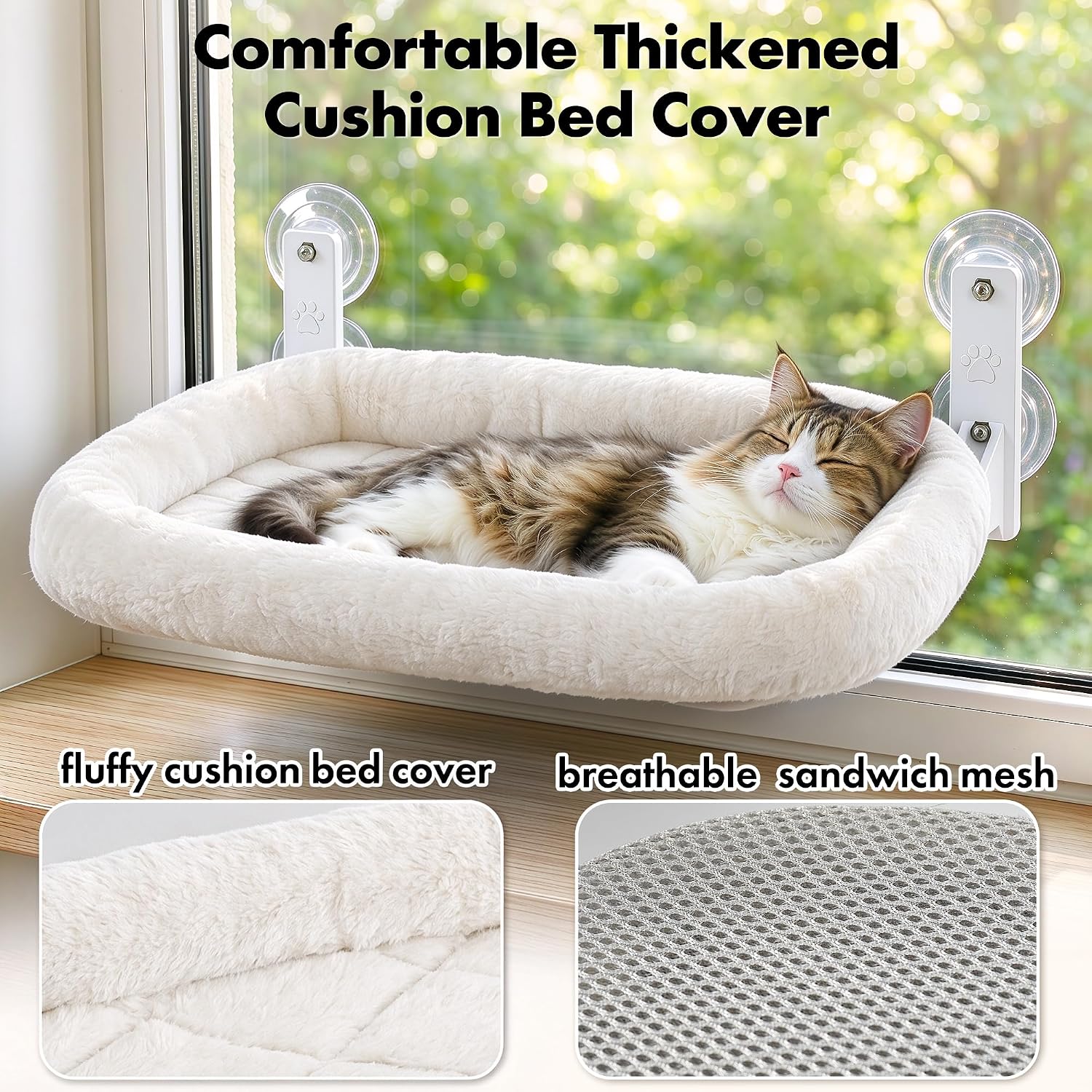 Thumbnail 4 de AMOSIJOY Cordless Cat Window Perch: 360° Window Hammock with Stainless Steel Frame