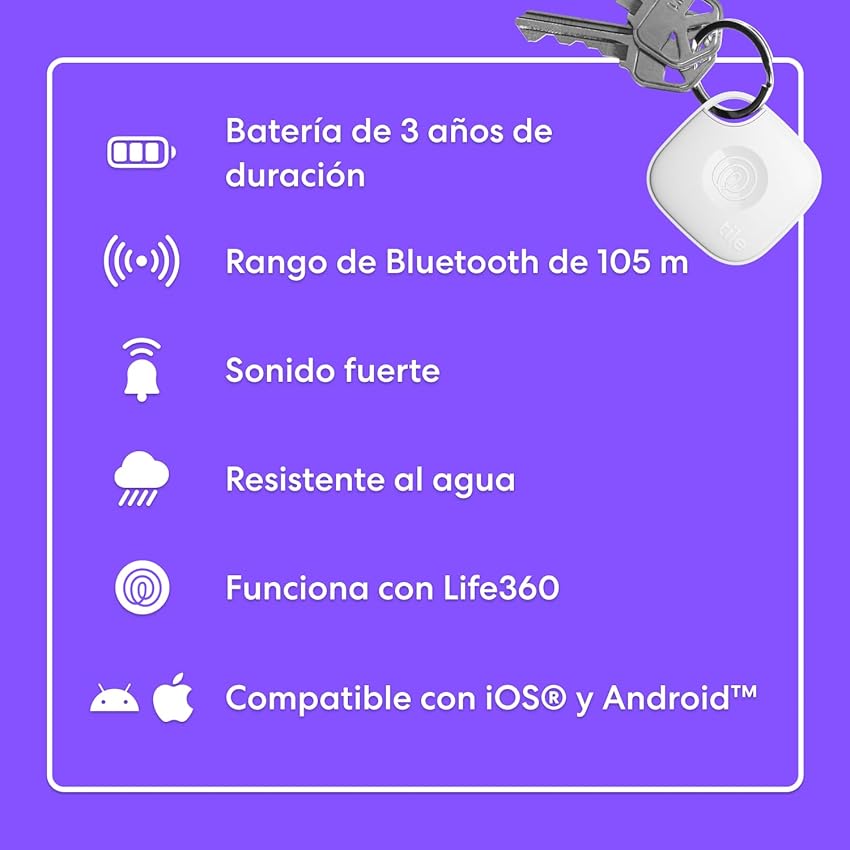 Thumbnail 1 de Tile by Life360 Mate - Localizador Bluetooth para Llaves y Objetos 🔑