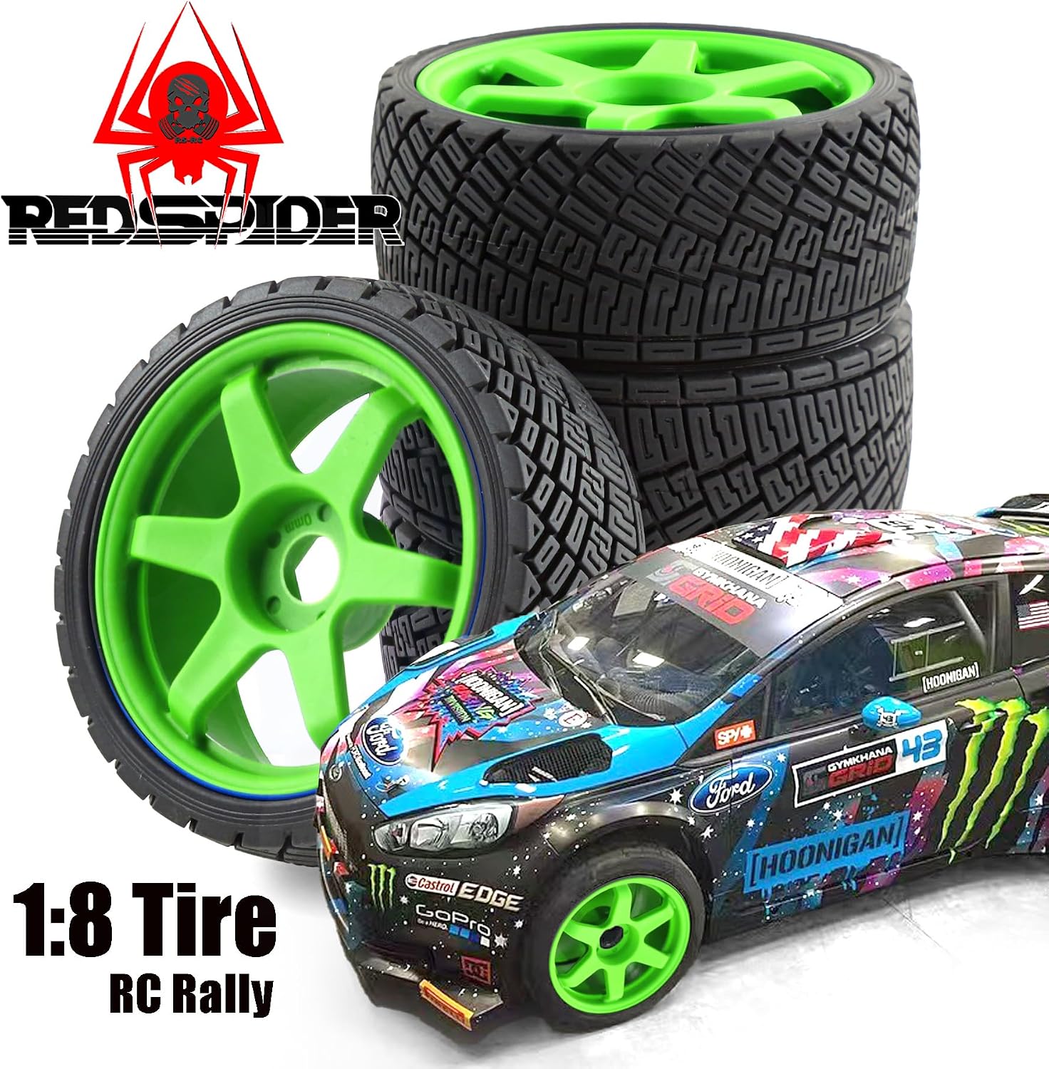 Detalle de REDSPIDER RC Rally Car Tires with 17mm Hex