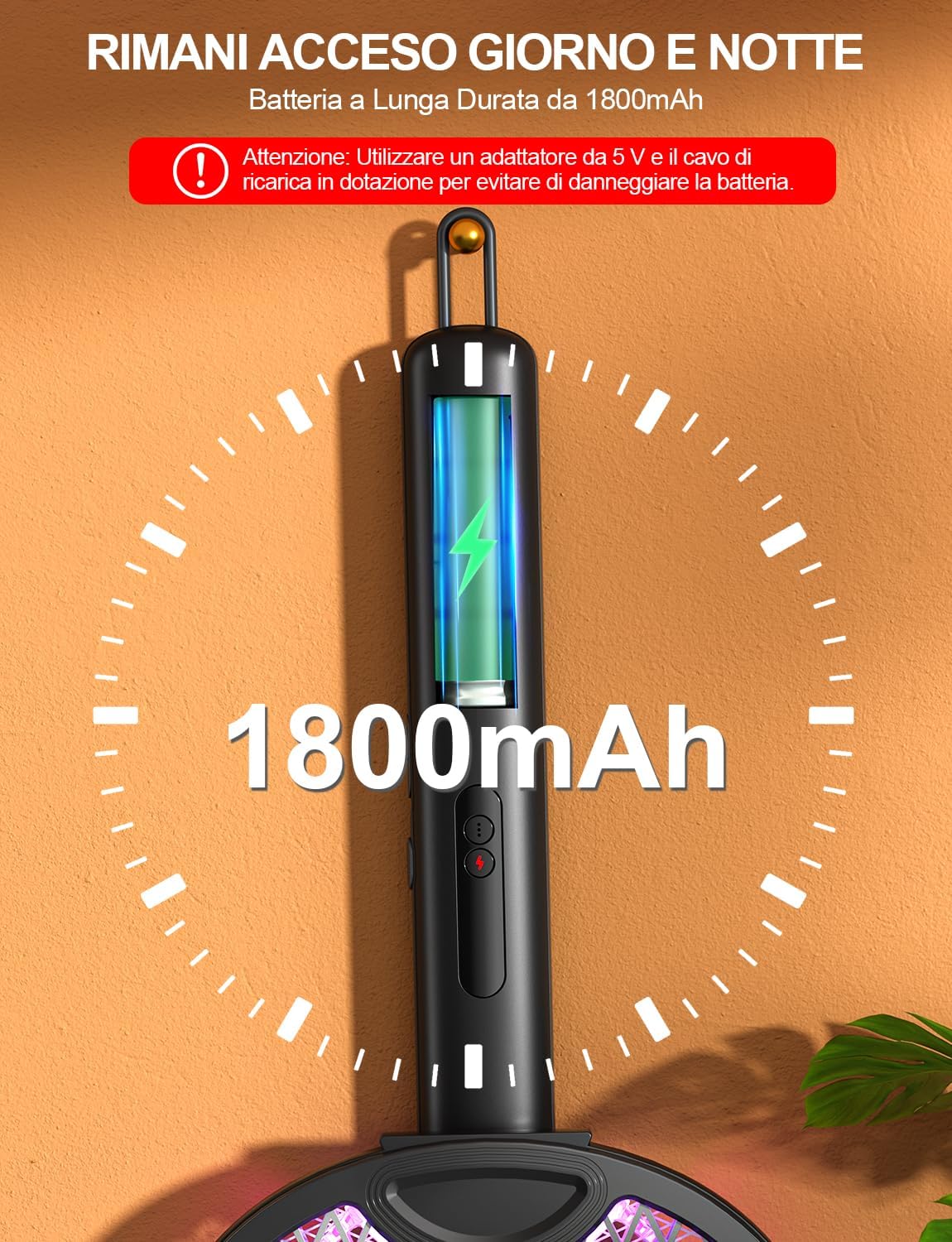 Thumbnail 4 de WOCVRYY Racchetta Zanzare Elettrica 4000V 1500mAh