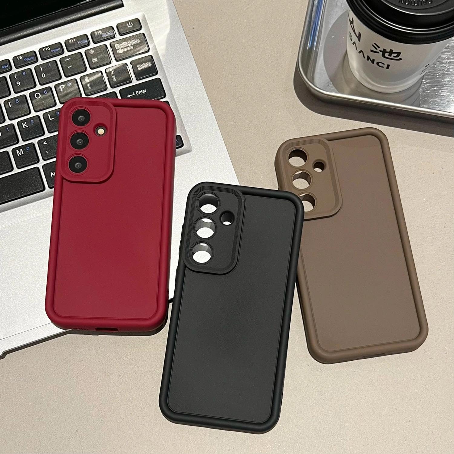 Detalle de Puxicu Slim Case for Samsung Galaxy A17 5G, Wine TPU with Camera Cover