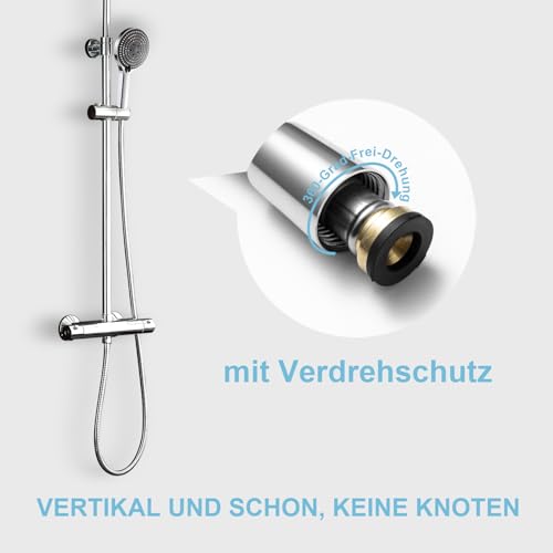 Detalle de OFFO Duschschlauch 1,6 m mit Verdrehschutz – Edelstahl Hochdruck-Duschschlauch Chrom