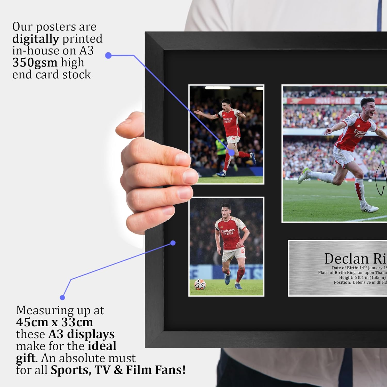 Thumbnail 2 de HWC Trading FR A3 Declan Rice Arsenal printed memorabilia signed autograph photograph display (A3 framed)