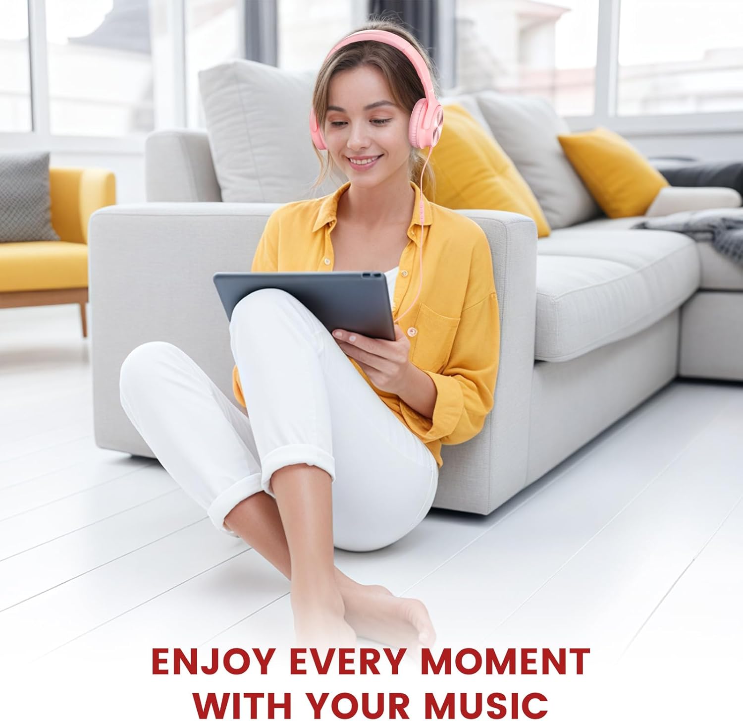 Thumbnail 6 de Cowyawn USB-C-kabelgebundene Over-Ear-Kopfhörer mit Mikrofon, Lautstärkeregler und Faltdesign (rosa)